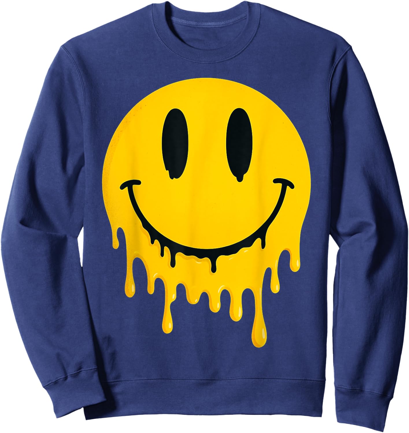 Melting Smile Face Happy Smiling Dripping Emoticons Kids Sweatshirt - Sweatshirt | Navy