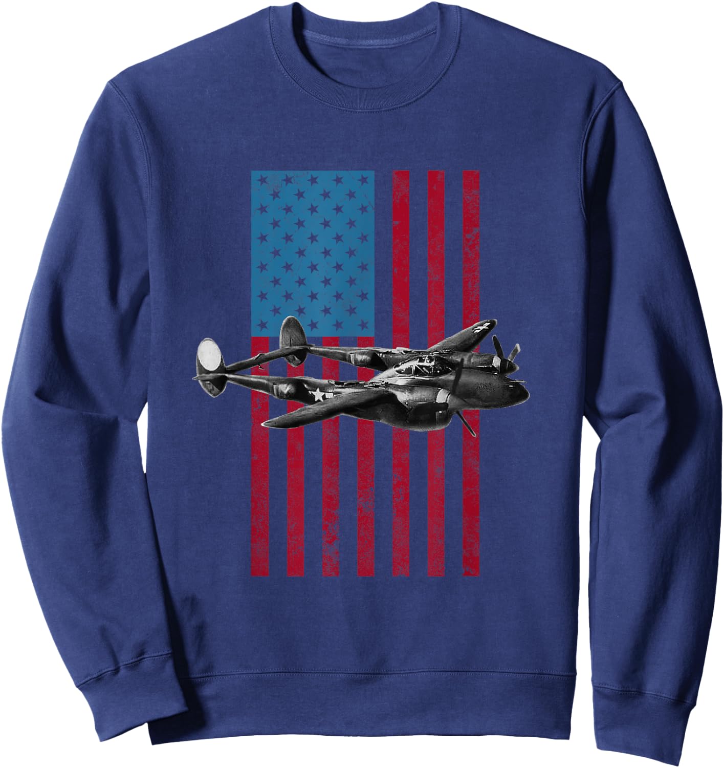 P-38 Lightning USA American Flag - Military Kids Men Sweatshirt - Sweatshirt | Navy