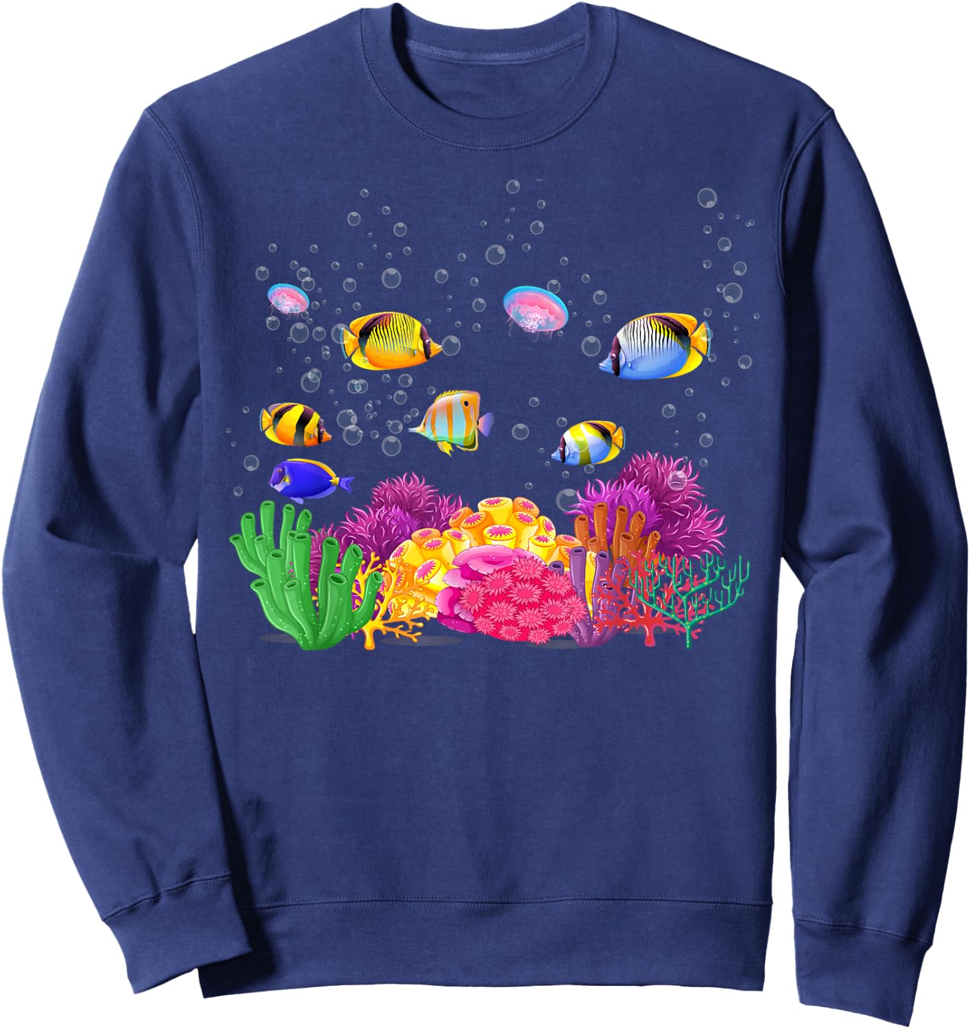 Colourful Tropical Fish on a Coral Reef Sweatshirt - Sweatshirt | Navy