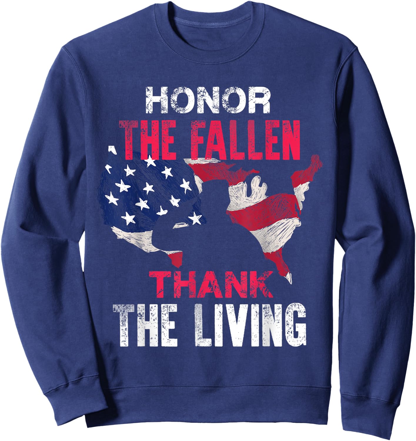 Honor The Fallen Veteran Themed Military Support Sweatshirt - Sweatshirt | Navy