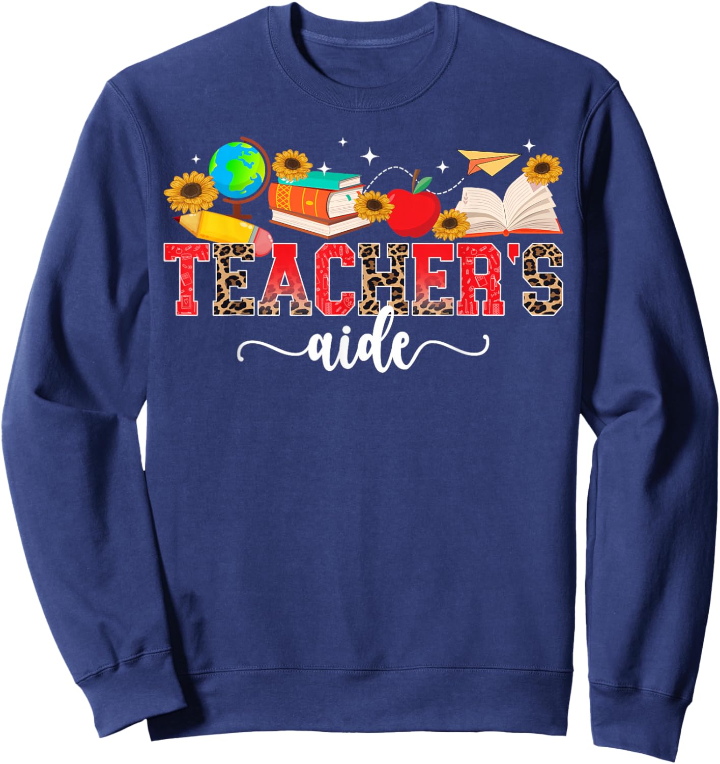 Teacher's Aide Leopard Teacher Aide Teaching Assistant Sweatshirt - Sweatshirt | Navy