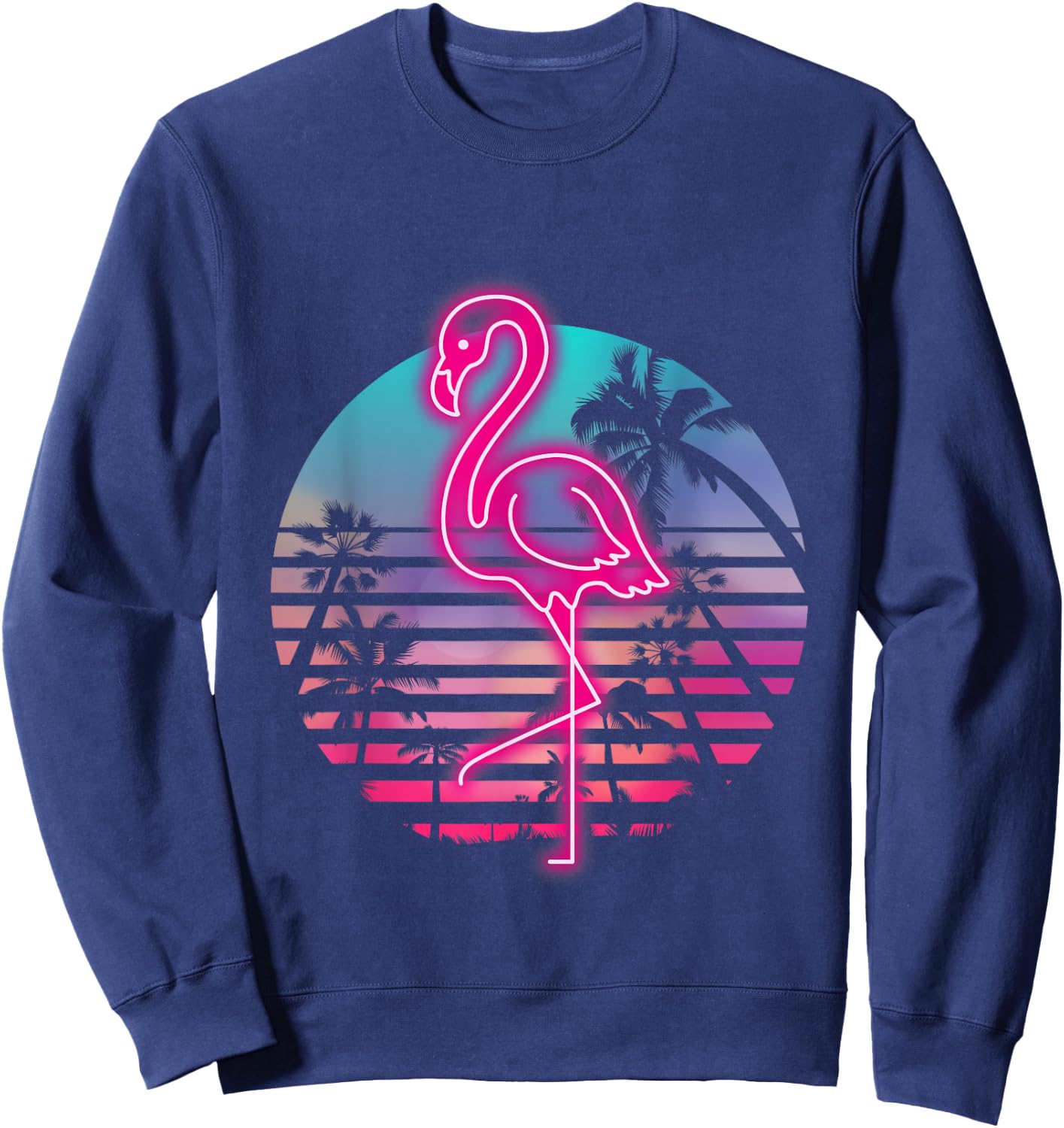 Zoo Animal Tropic Summer Sunrise Gift Flamingo Sweatshirt - Sweatshirt | Navy