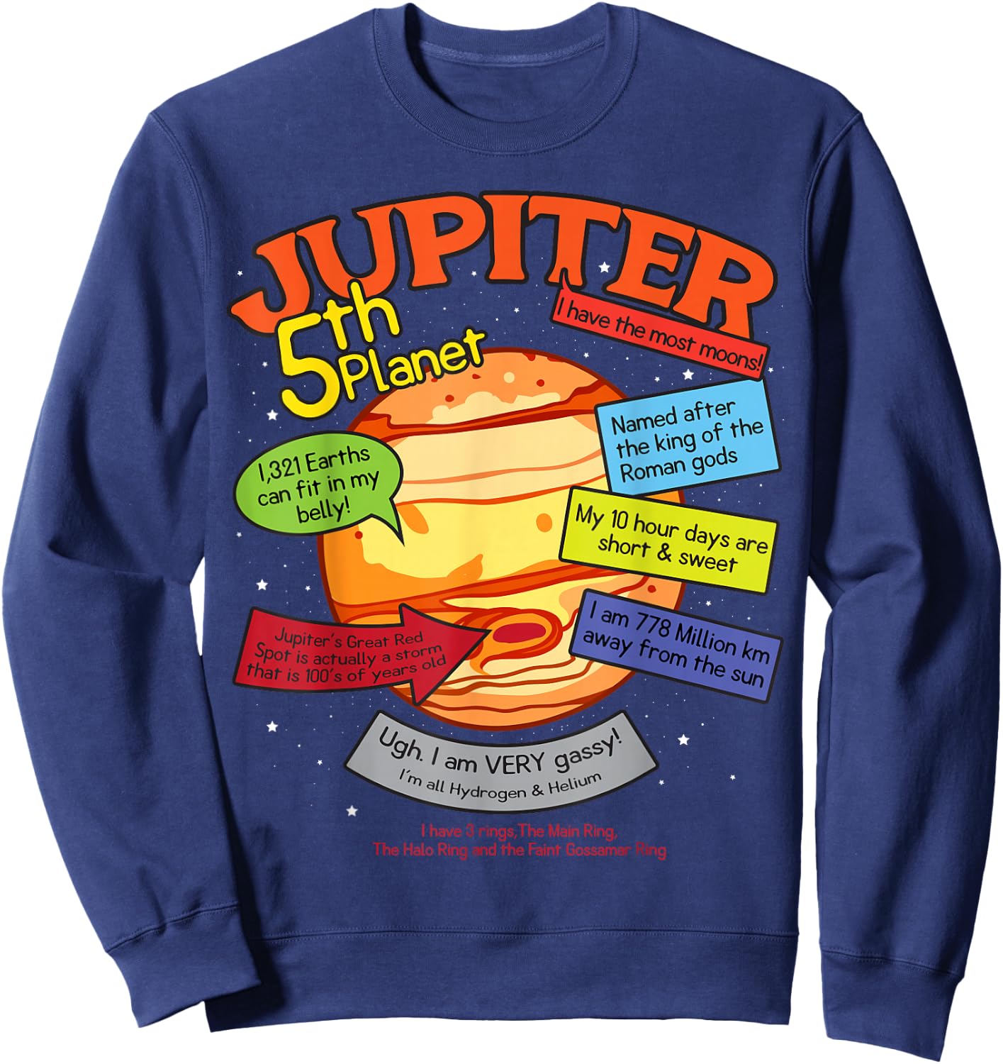 Teaching, learning, about space - Jupiter, planets, gift Sweatshirt - Sweatshirt | Navy