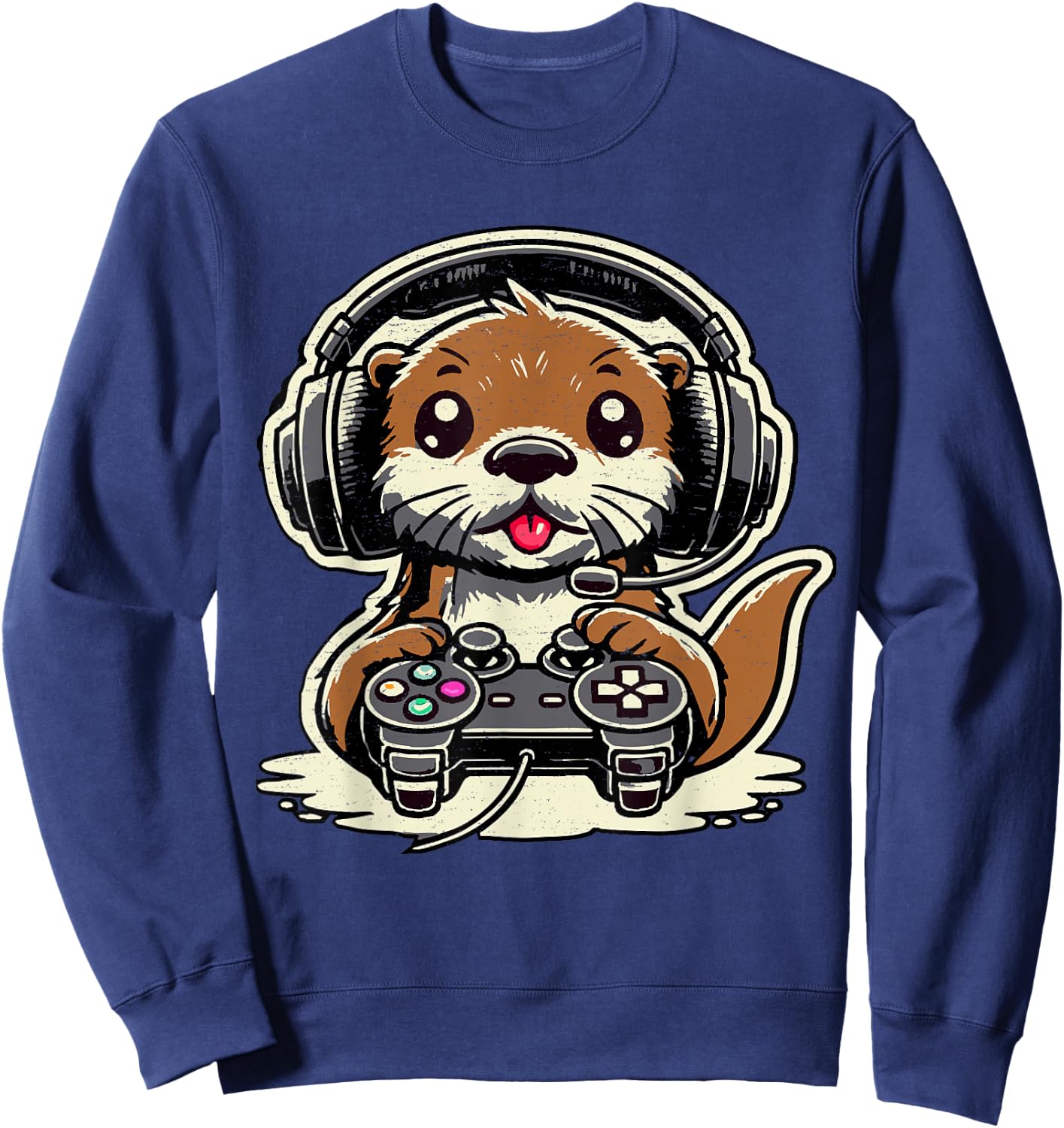 Funny Gaming Otter Gamer Sea Otter Lover Animal Video Game Sweatshirt - Sweatshirt | Navy