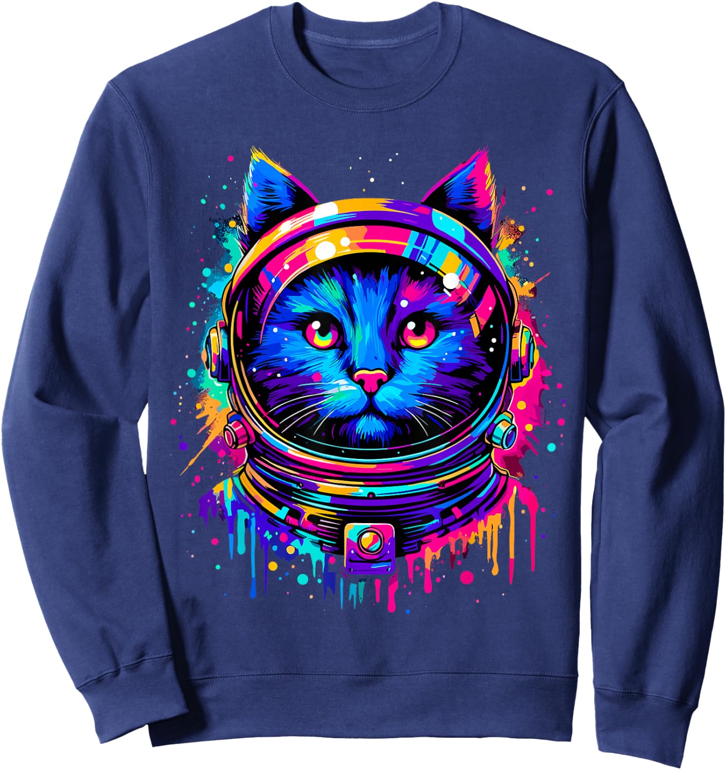 Cat Astronaut Space Funny Cat Sweatshirt - Sweatshirt | Navy