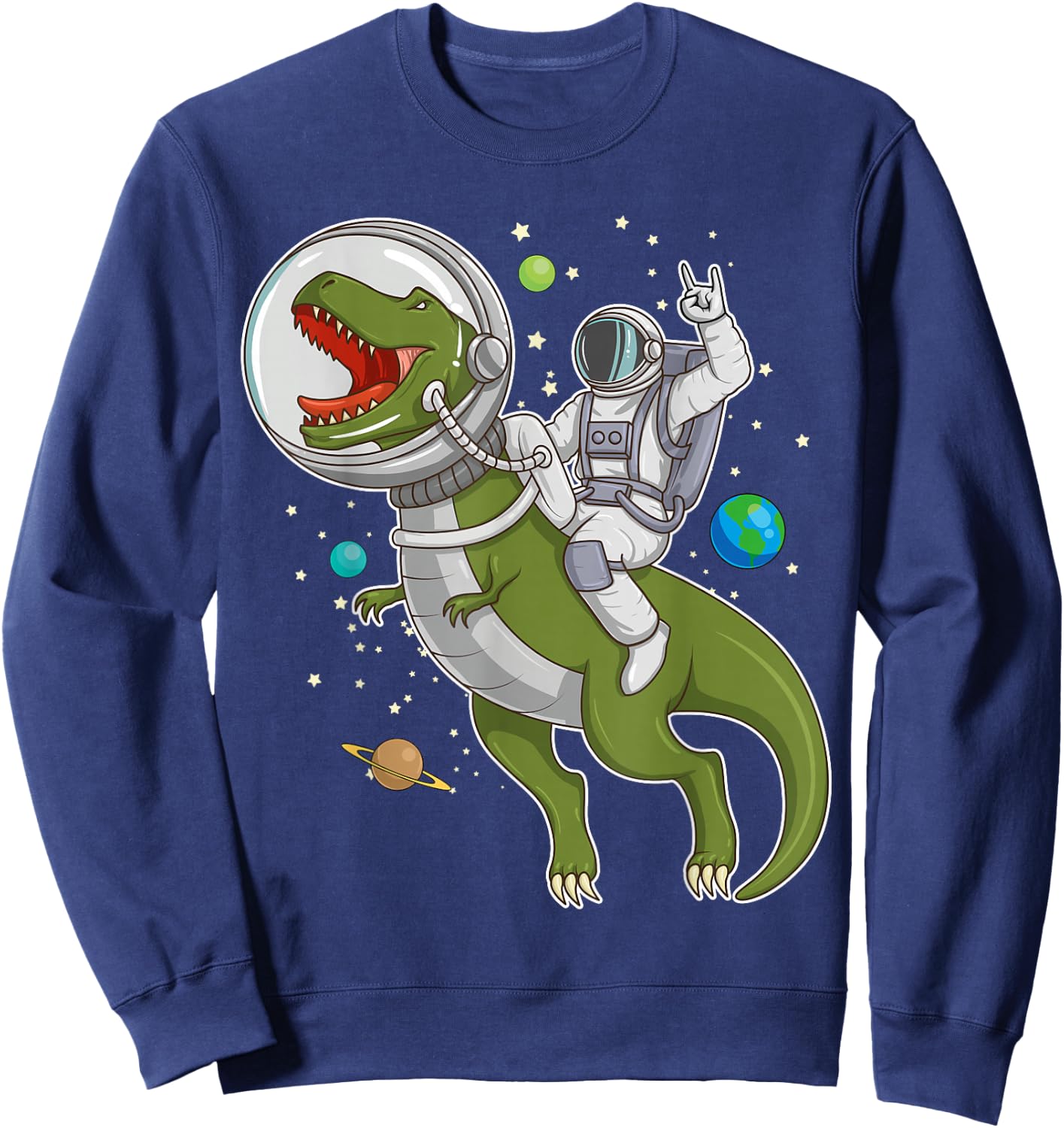 Astronaut Riding T-Rex Dinosaur Astro T-Rex Space Gift Sweatshirt - Sweatshirt | Navy