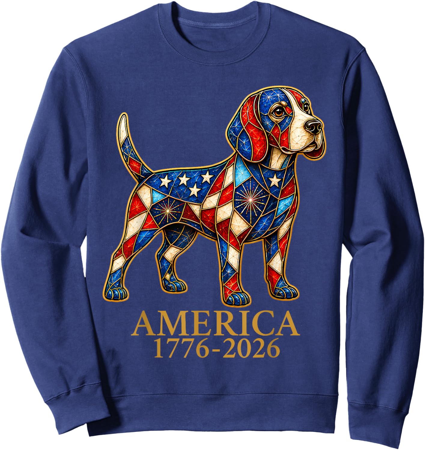 America 1776-2026 Patriotic Beagle Dog USA 250 Years Sweatshirt - Sweatshirt | Navy
