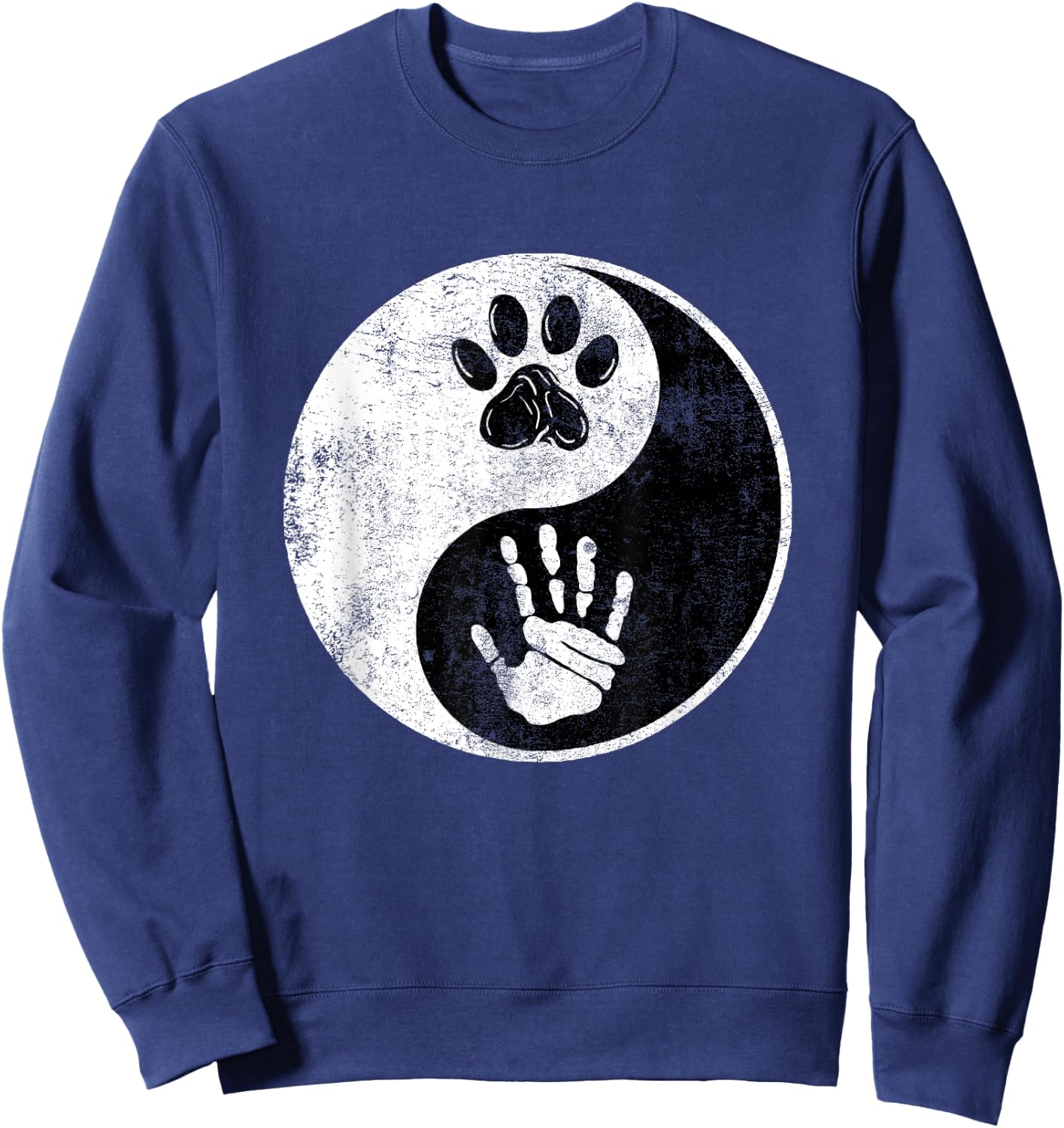 Paw Hand Yin Yang Cute Pet and Owner Harmony Balance Gift Sweatshirt - Sweatshirt | Navy