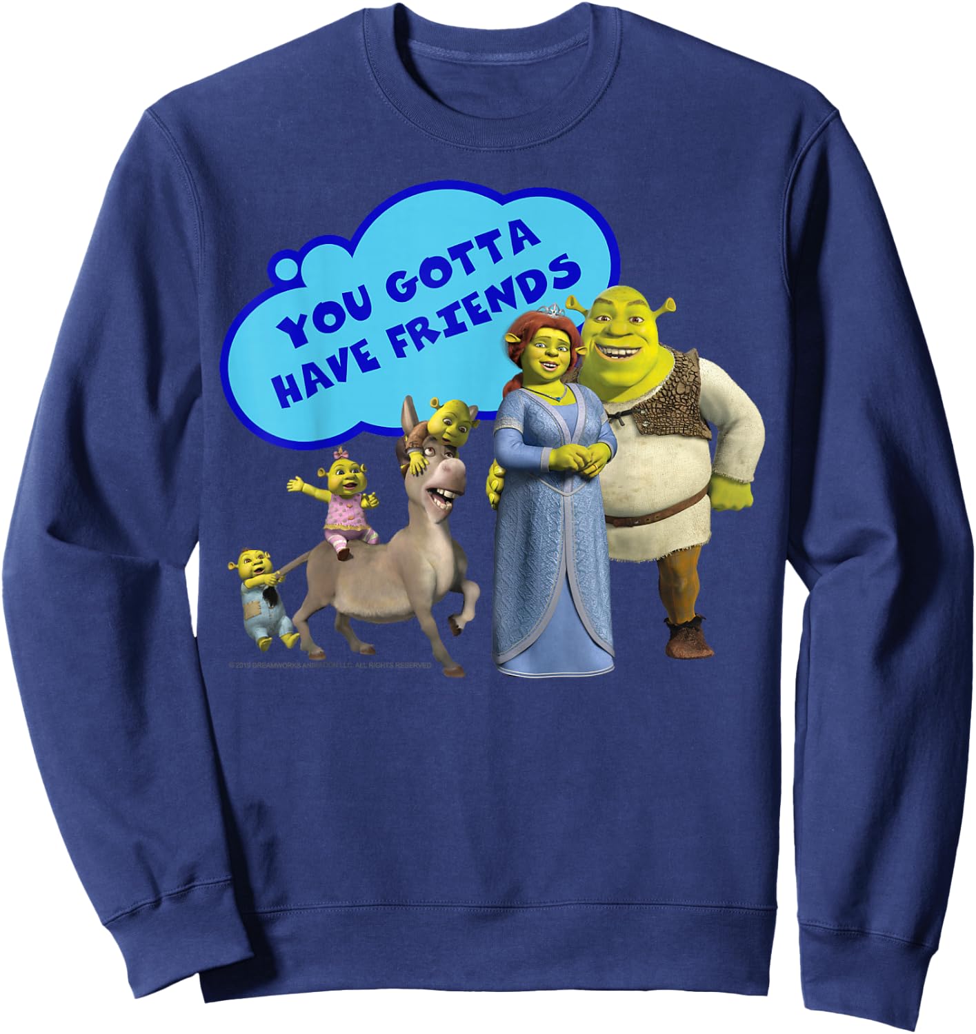 Shrek Donkey You Gotta Have Friends Bubble Text Poster Sweatshirt - Sweatshirt | Navy