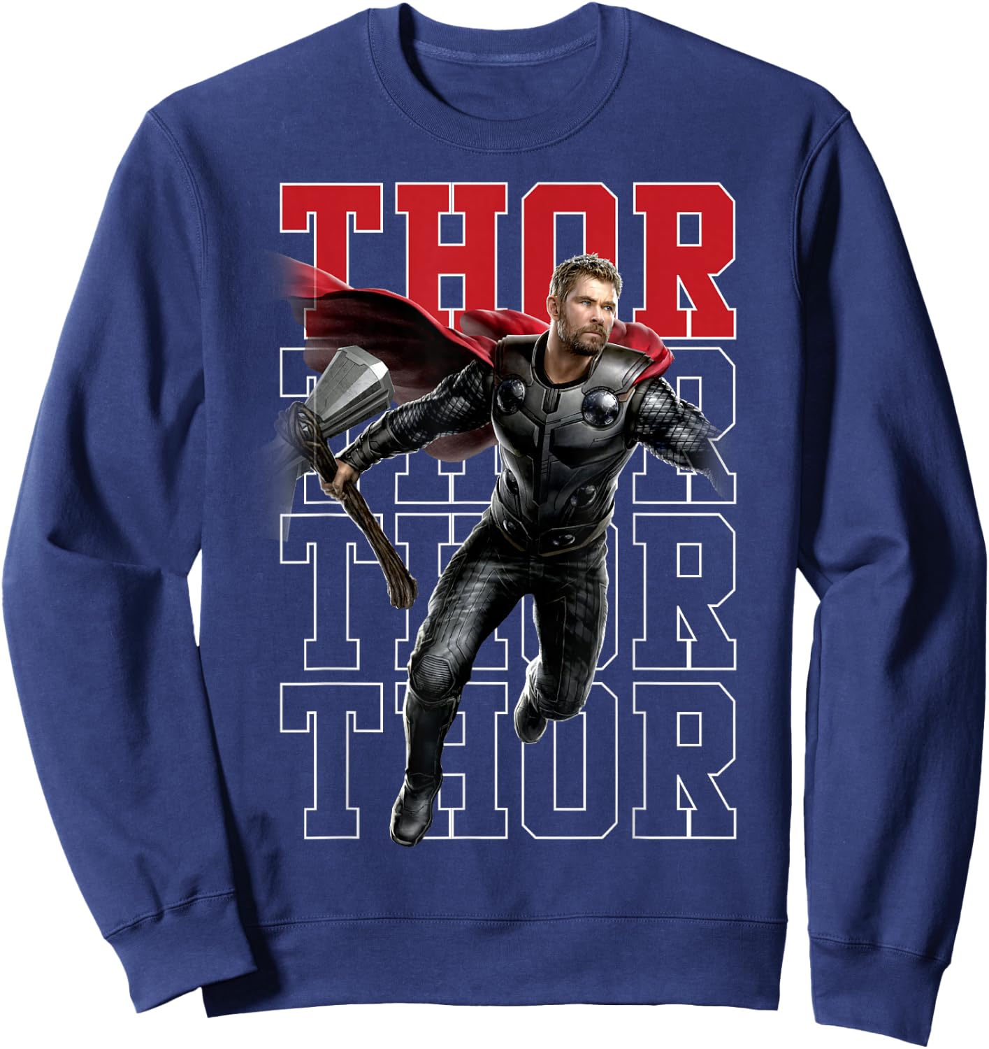 Marvel Avengers Endgame Thor Pose Name Stack Sweatshirt - Sweatshirt | Navy