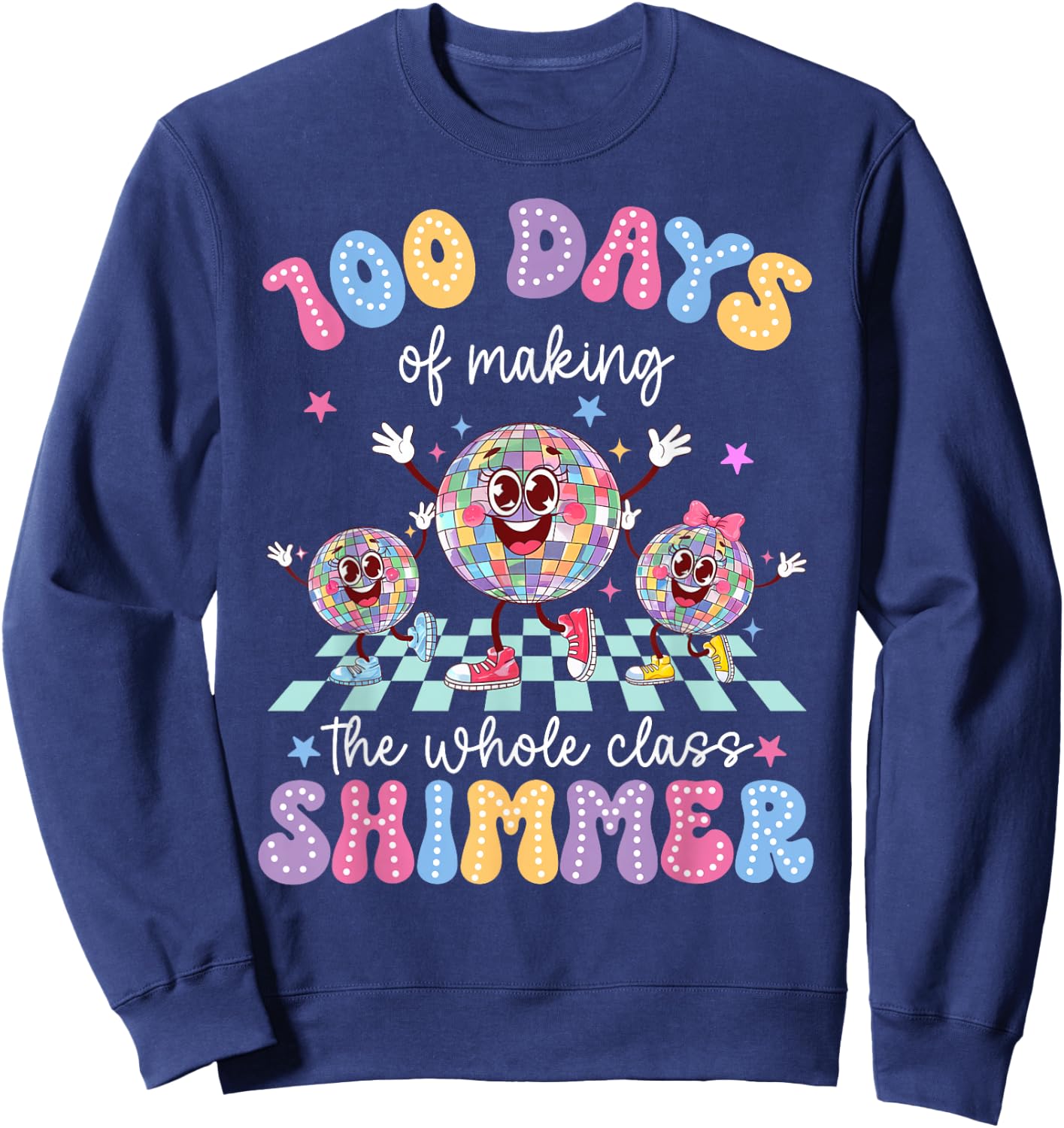 100 Days Of Making The Whole Class Shimmer Dancing Globes Sweatshirt - Sweatshirt | Navy
