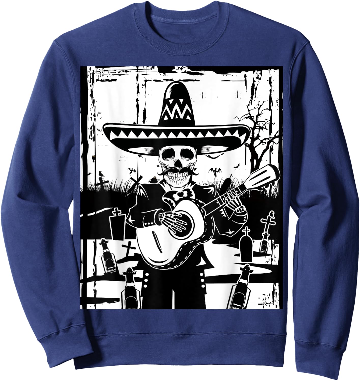 Mariachi Skeleton Dia De Los Muertos Tequila Sweatshirt - Sweatshirt | Navy