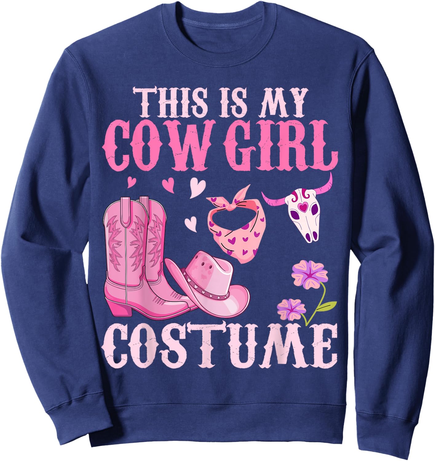 Western Cowgirl Outfit Women Cowboy Cute Cowgirl Costume Sweatshirt - Sweatshirt | Navy