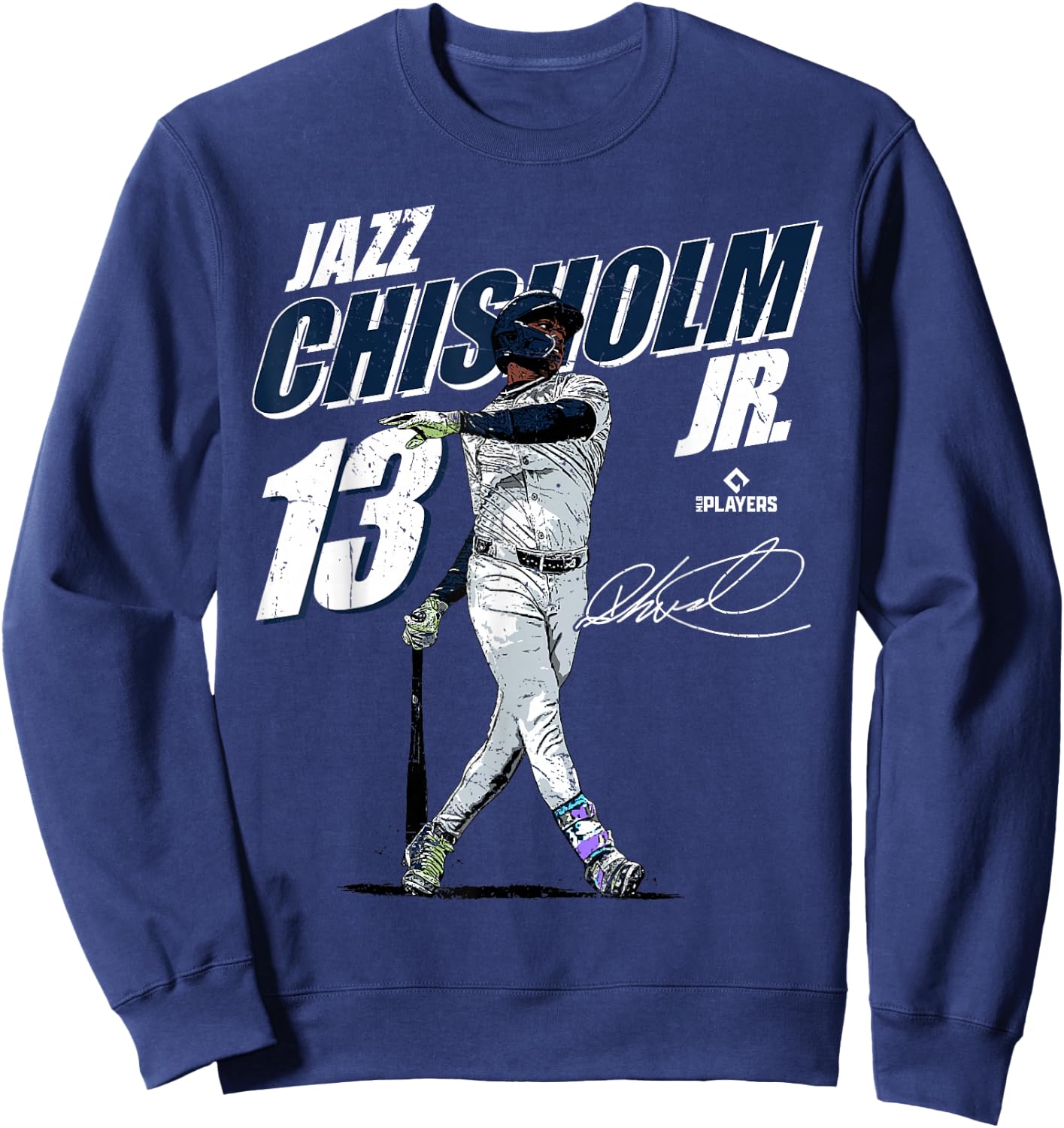 License Champs Jazz Chisholm -Adults, -Kids Baseball Fan Blue Small Modern Sports Team Themed Classic Fit Lightweight Sweatshirt - Sweatshirt | Navy