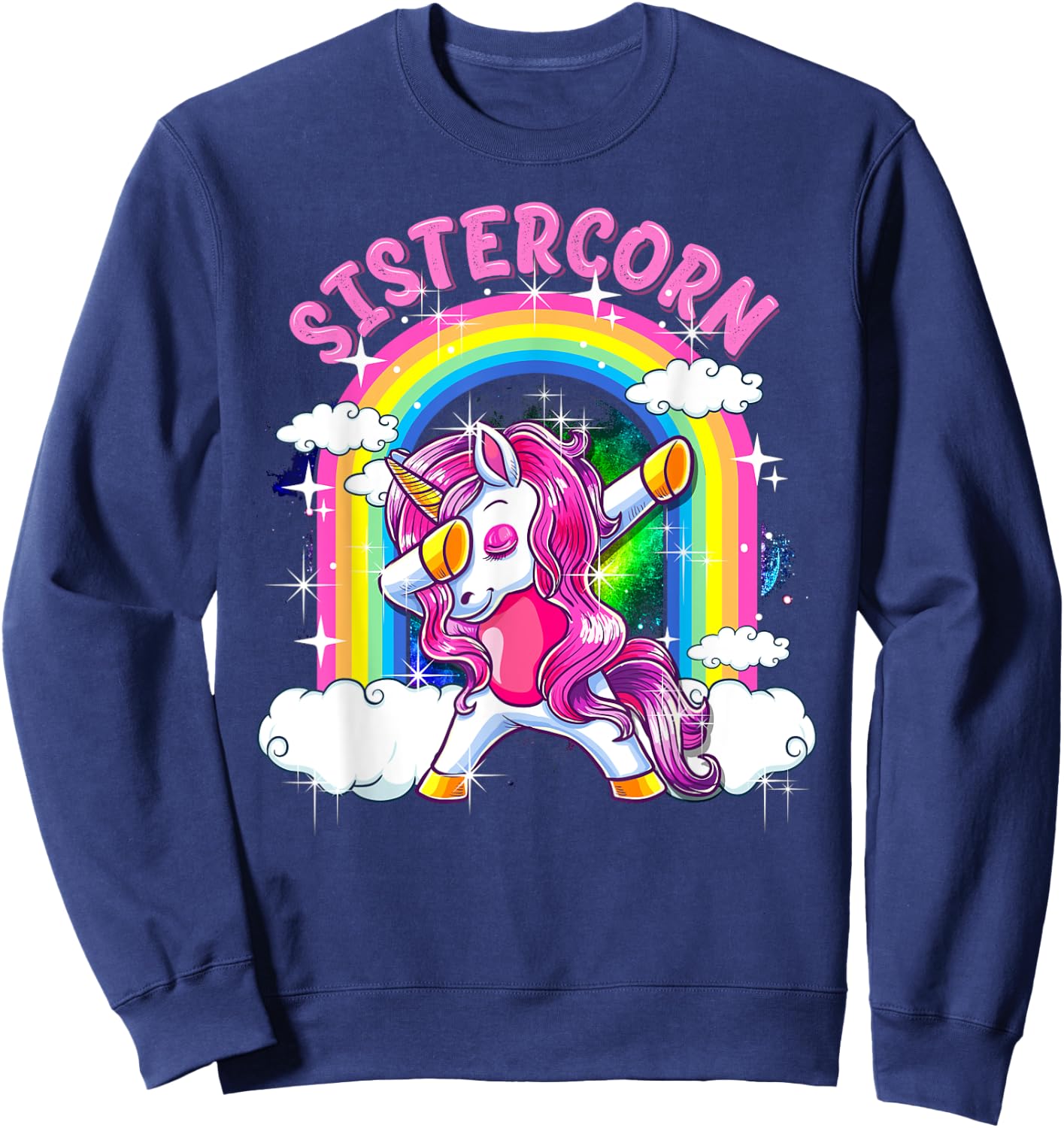 Sistercorn Shirt Dabbing Unicorn Cute Sister Gifts Sweatshirt - Sweatshirt | Navy