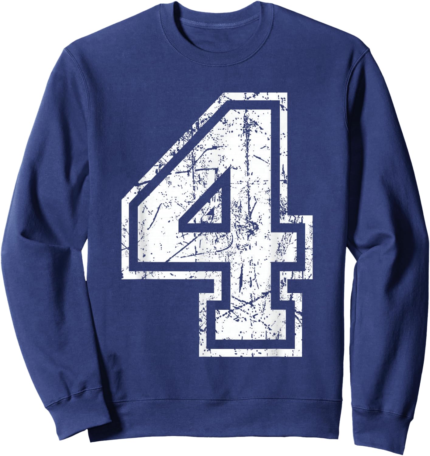Sports Jersey Grunge Number 4 Fan Team Player Birthday Sweatshirt - Sweatshirt | Navy