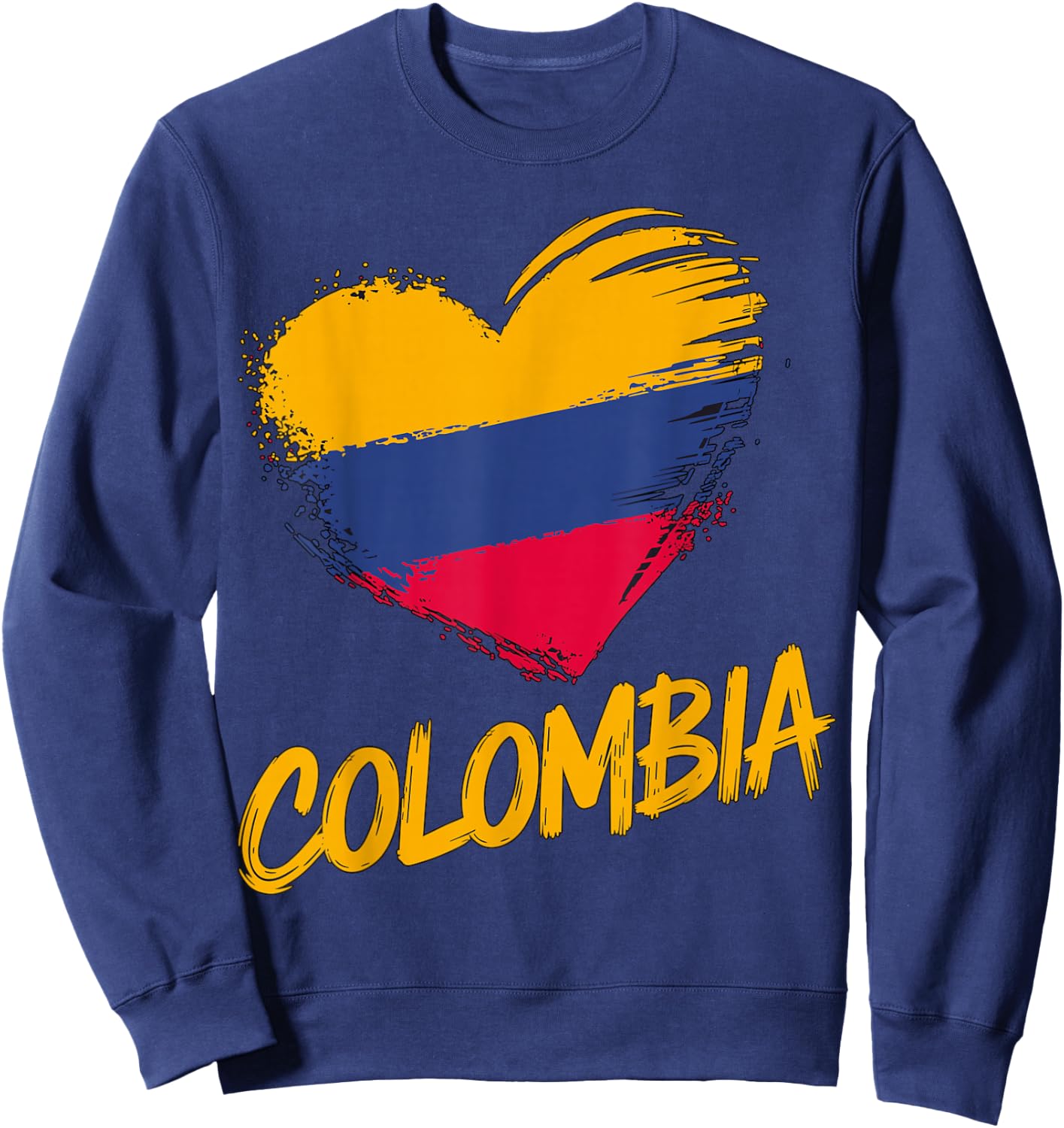 Magical and Funny Colombian Gifts Colombia Heart Colombian Flag - Black, Small, , Short Sleeve Sweatshirt - Sweatshirt | Navy