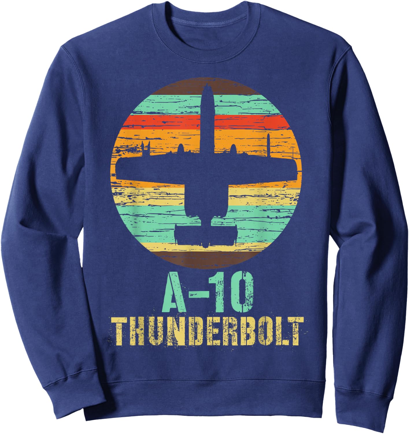 Vintage A-10 Thunderbolt II Warthog Military Airplane Sweatshirt - Sweatshirt | Navy
