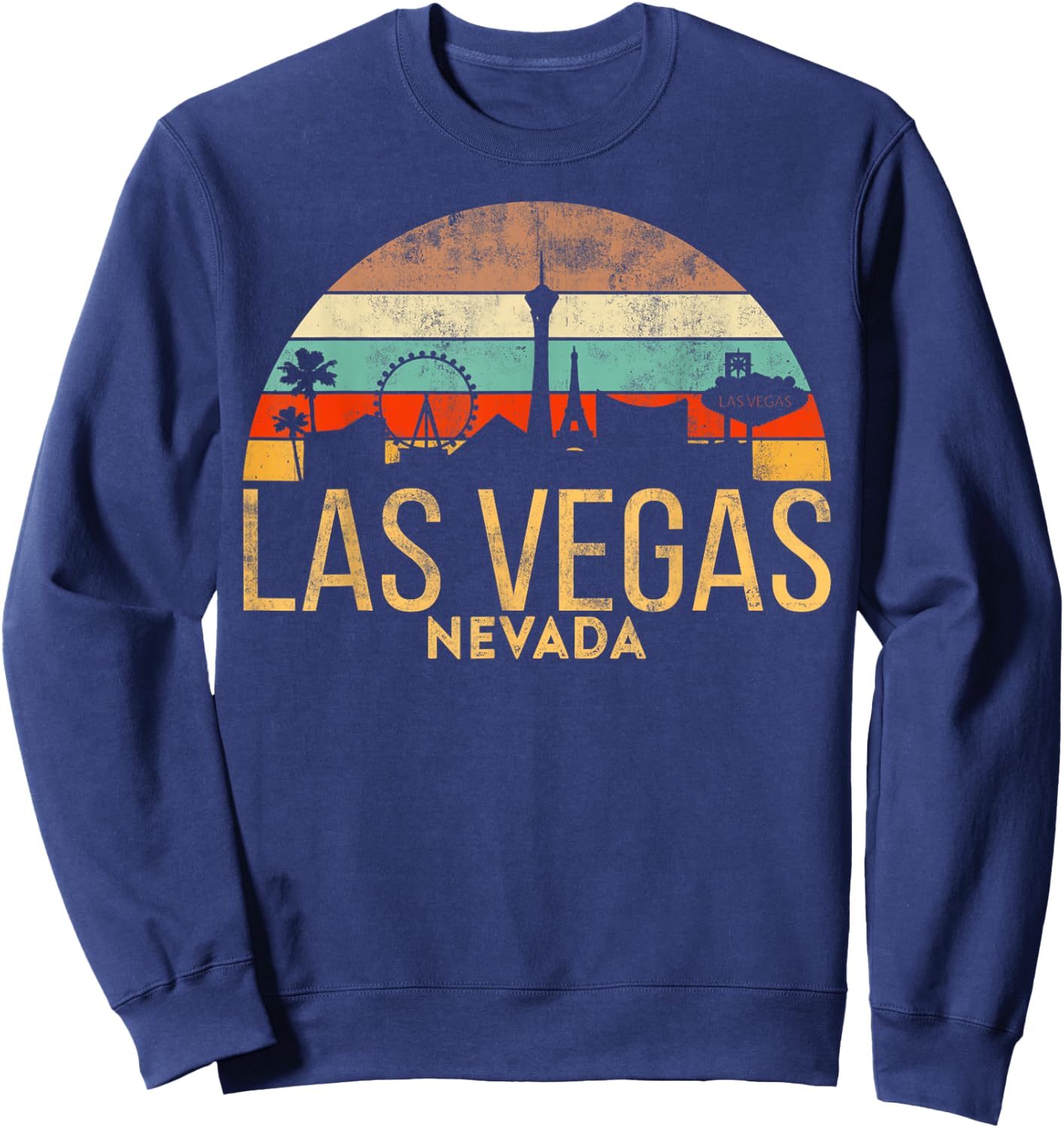 Vintage LAS Vegas Souvenir Holiday Gift Nevada City Sweatshirt - Sweatshirt | Navy