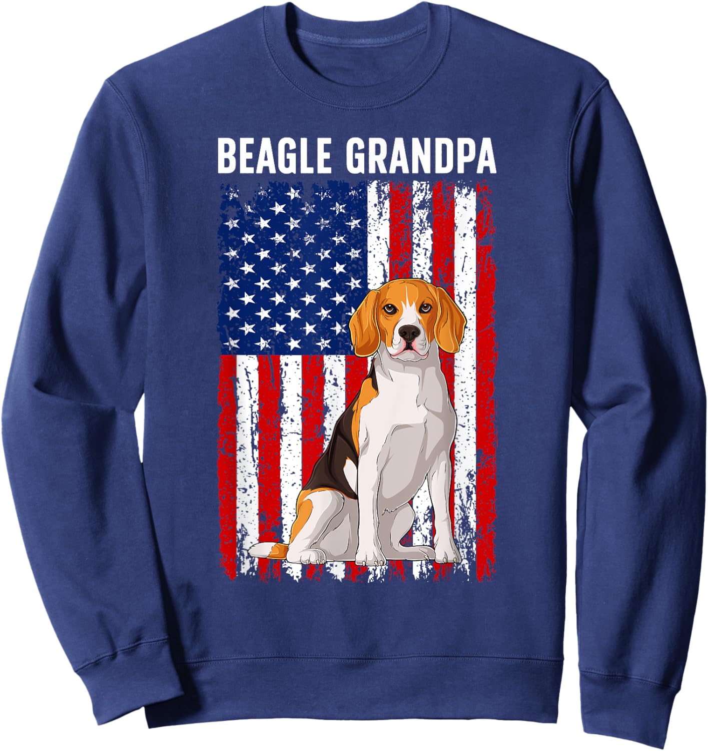 Beagle Grandpa Of A Beagle Grandfather US Flag Sweatshirt - Sweatshirt | Navy