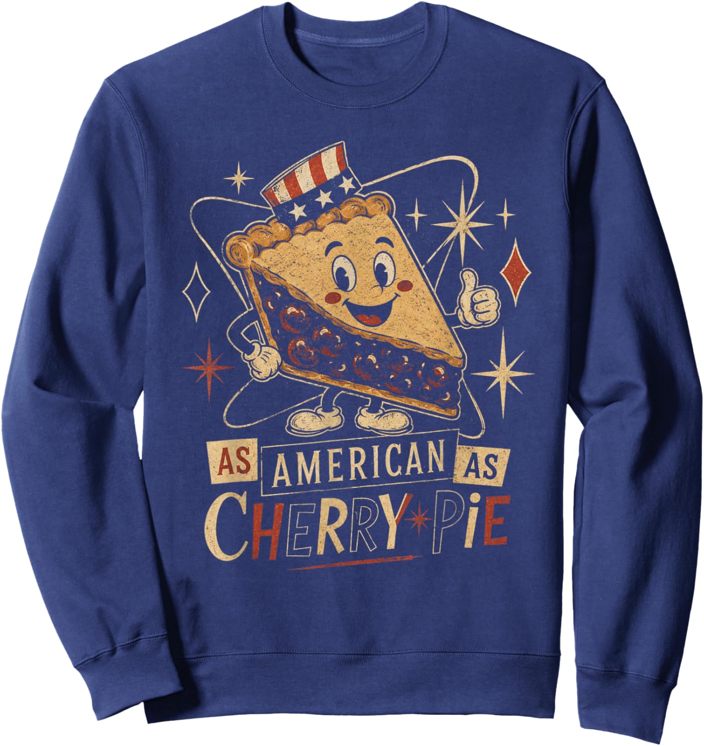 Vintage Retro Cherry Pie As American As Patriotic Sweatshirt - Sweatshirt | Navy