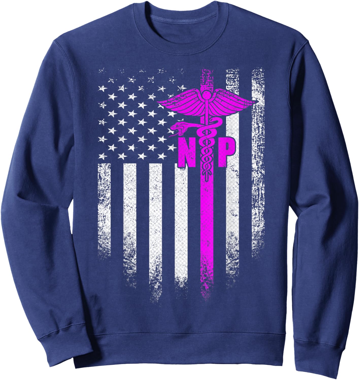 Vintage USA NP Nurse Practitioner American Flag Patriotic Sweatshirt - Sweatshirt | Navy