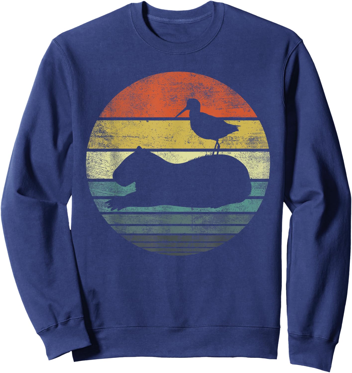 Bird and Capybara Lover Gifts Vintage Zoo Animal Silhouette Sweatshirt - Sweatshirt | Navy