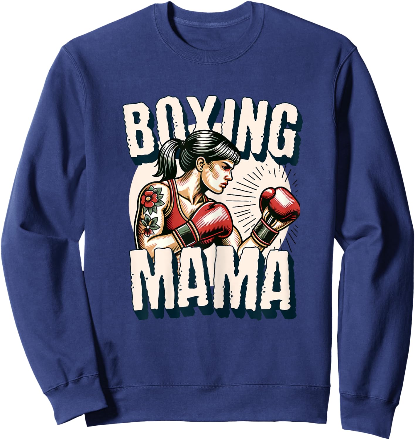 Muay thai fighter mma vintage mama Sweatshirt - Sweatshirt | Navy