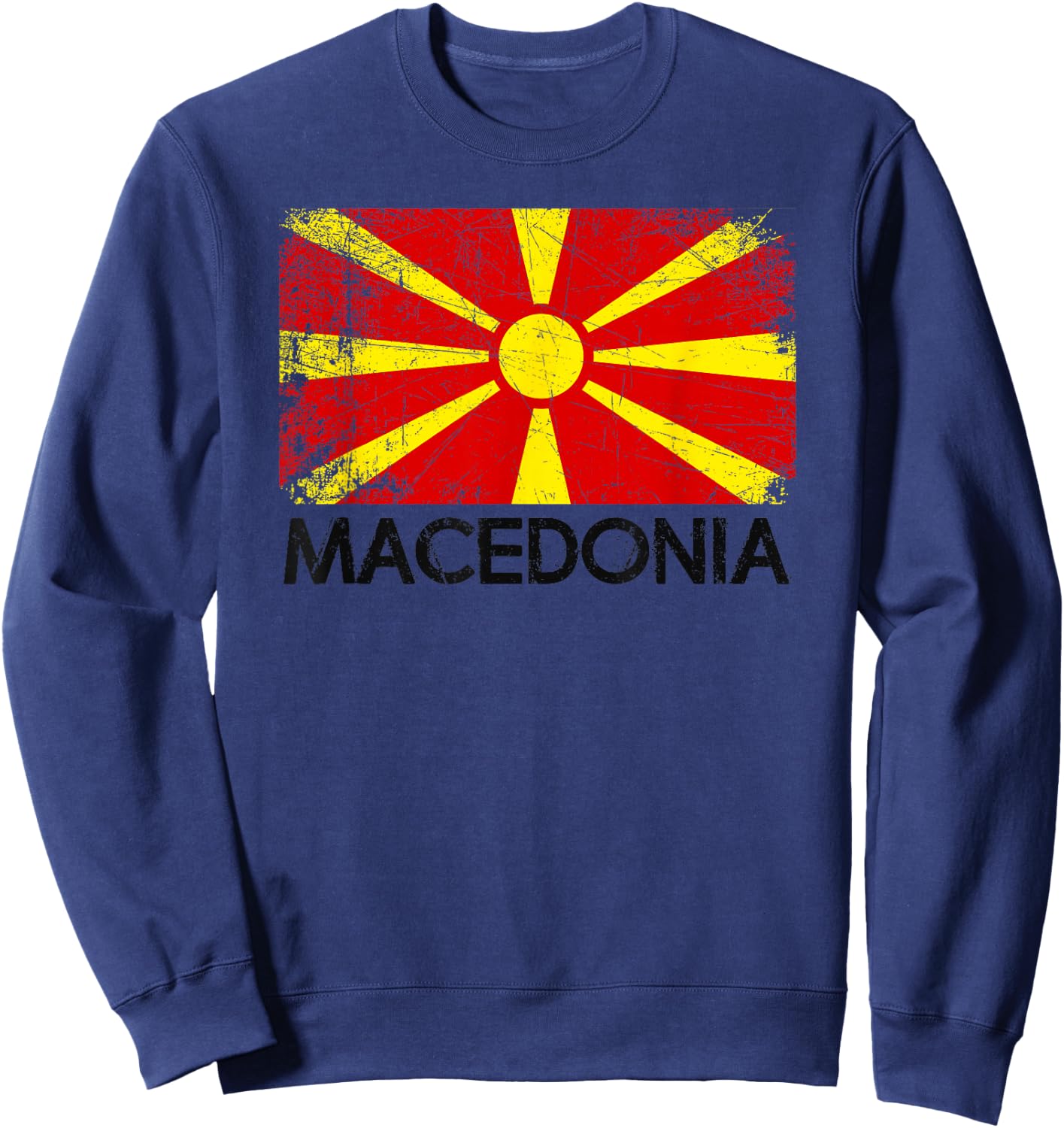 Macedonian Flag | Vintage Made In Macedonia Gift Sweatshirt - Sweatshirt | Navy