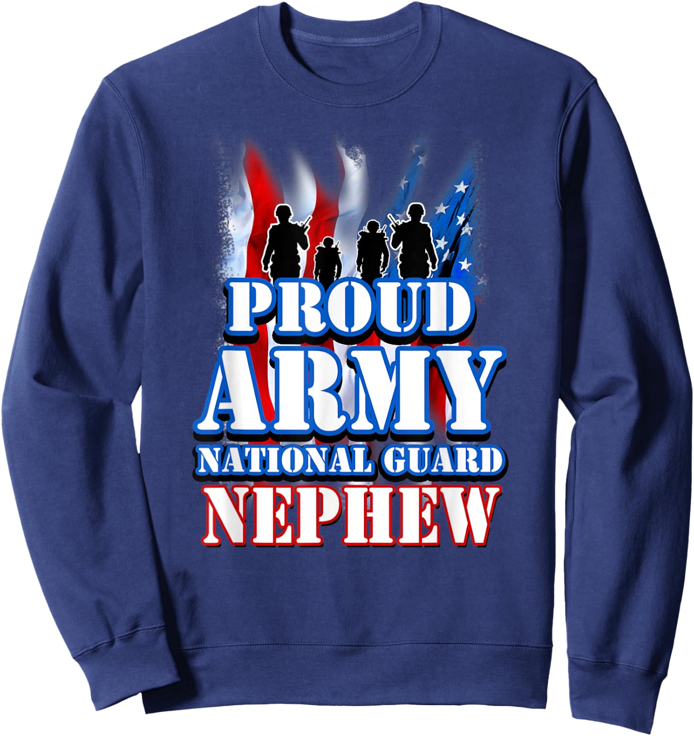 USA Flag Proud Army National Guard Nephew Kids Men Sweatshirt - Sweatshirt | Navy