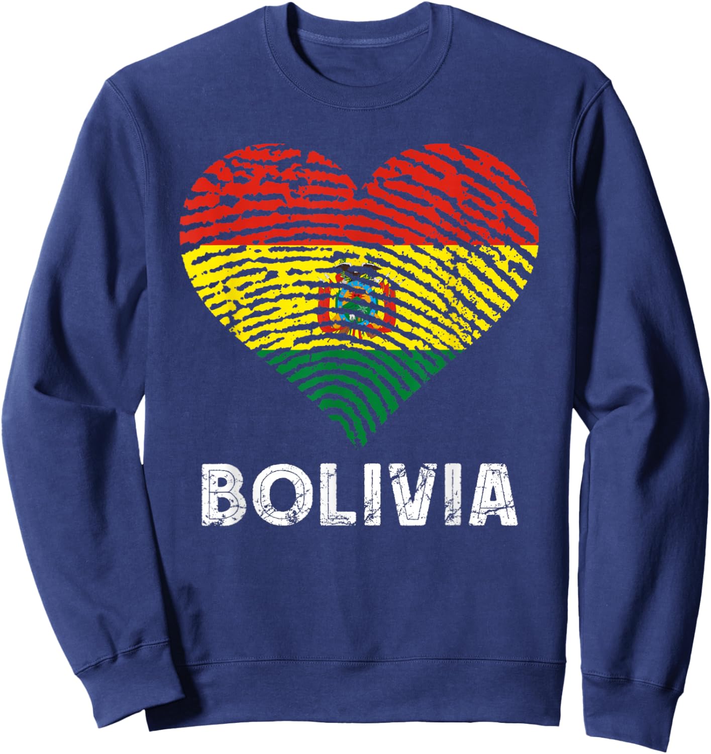 Bolivian Flag Heart Bolivian Pride Bolivian Roots Bolivia Sweatshirt - Sweatshirt | Navy
