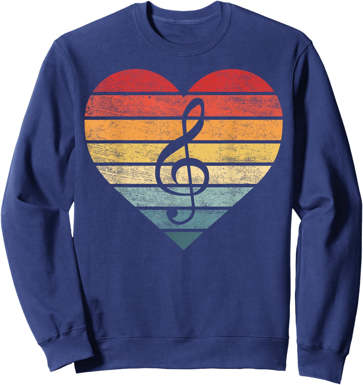 Music Teacher Gifts Retro Sunset Note Music School Musician Sweatshirt - Sweatshirt | Navy