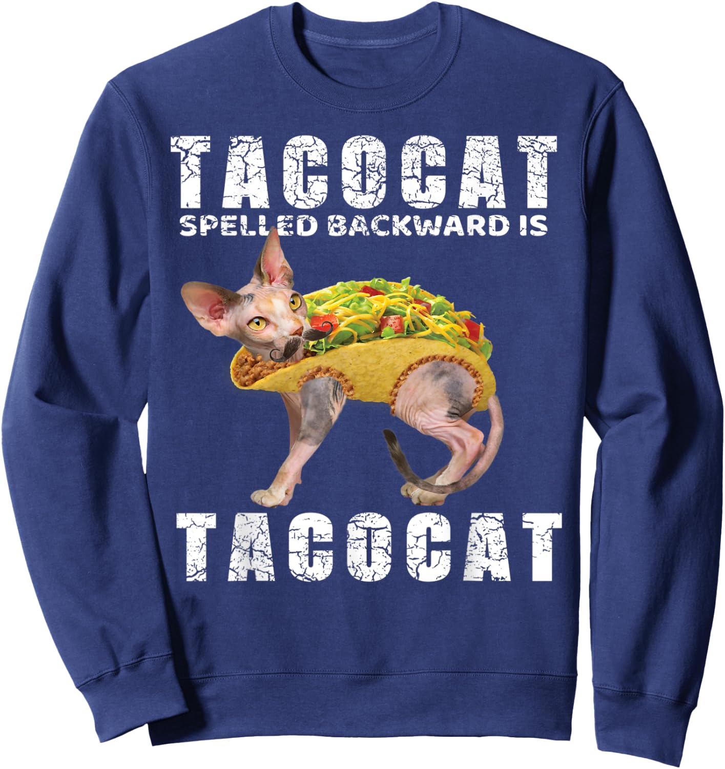 Mexican Food Shirt Tacocat Spelled Backward Is Tacocat Men Women Kids Sweatshirt - Sweatshirt | Navy