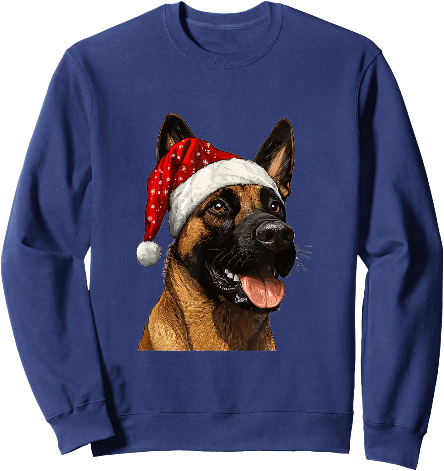 Cute Belgian Malinois Dog Christmas Merry X-mas Graphic Sweatshirt - Sweatshirt | Navy