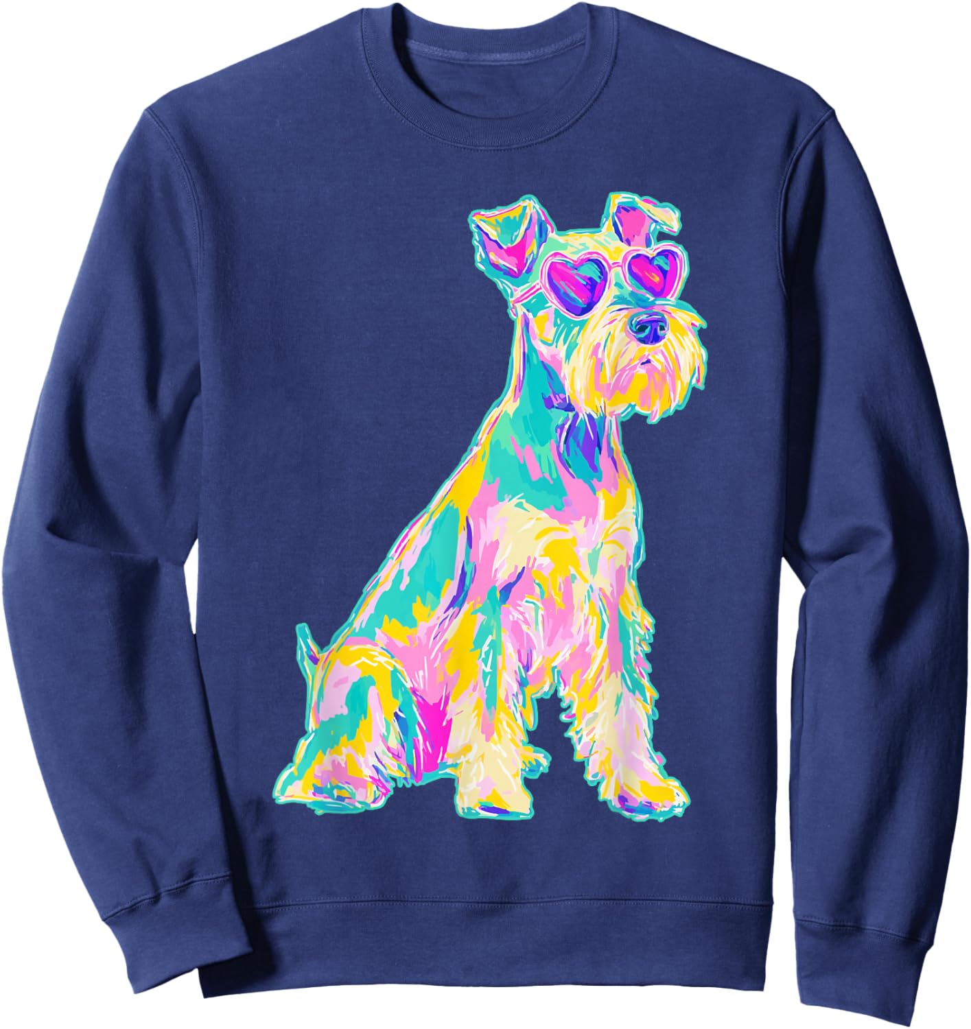 Cute Schnauzer with Heart Sunglasses Coastal Summer Vibes Sweatshirt - Sweatshirt | Navy