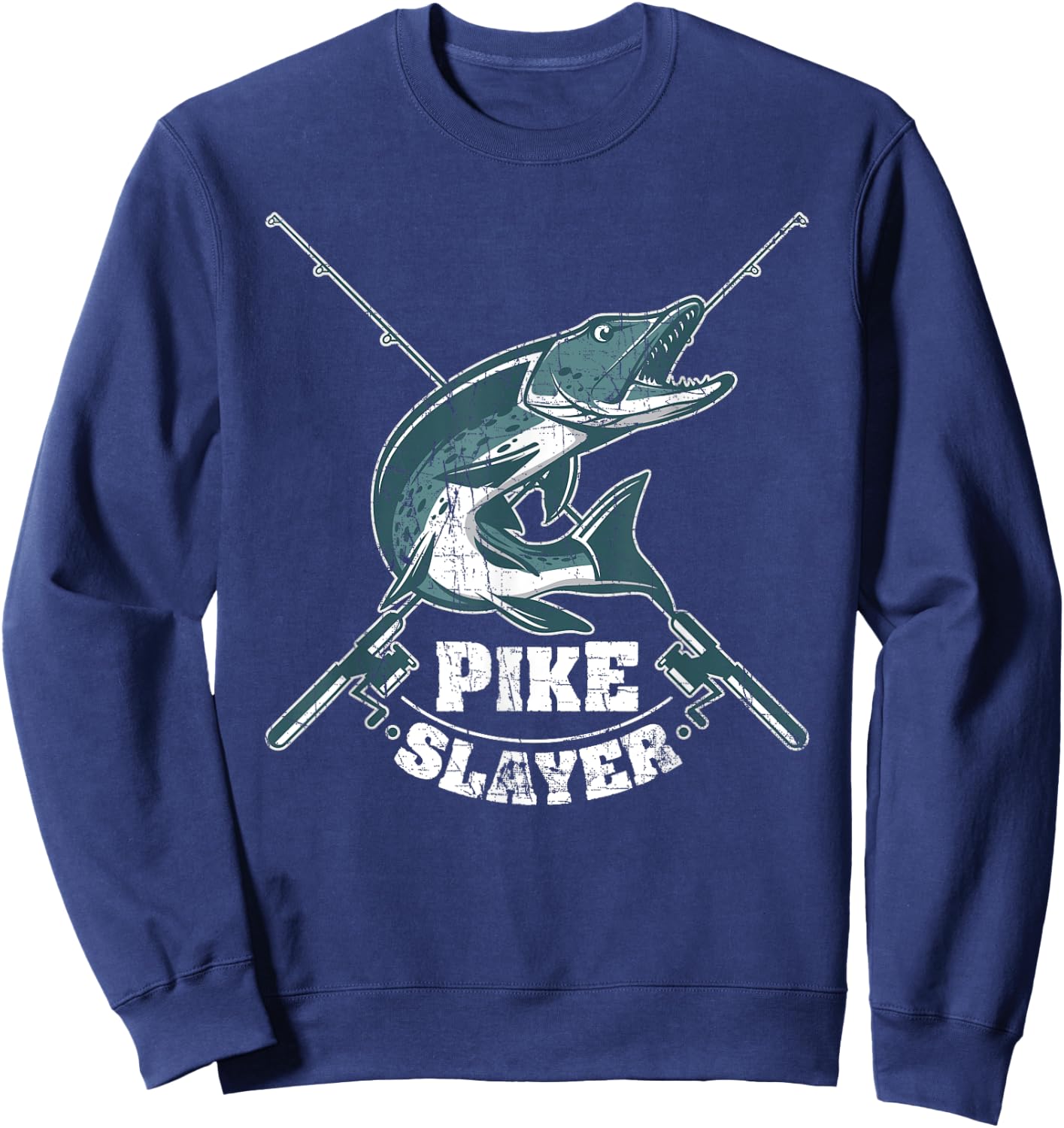 Pike Slayer Fishing Fisherman Northern Pike Sweatshirt - Sweatshirt | Navy