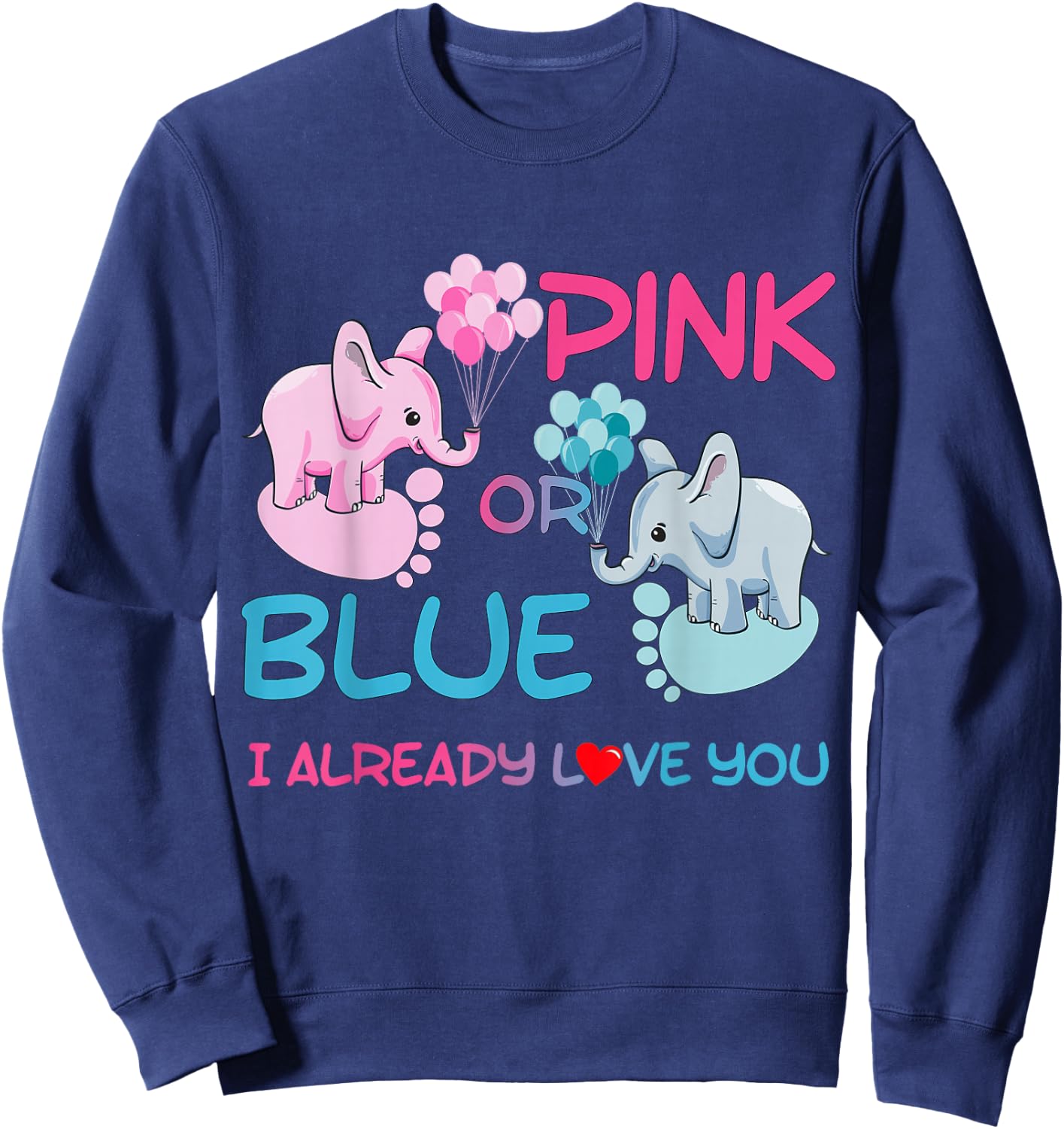 Gender Reveal Pink or Blue Boy or Girl Party Supplies Family Sweatshirt - Sweatshirt | Navy