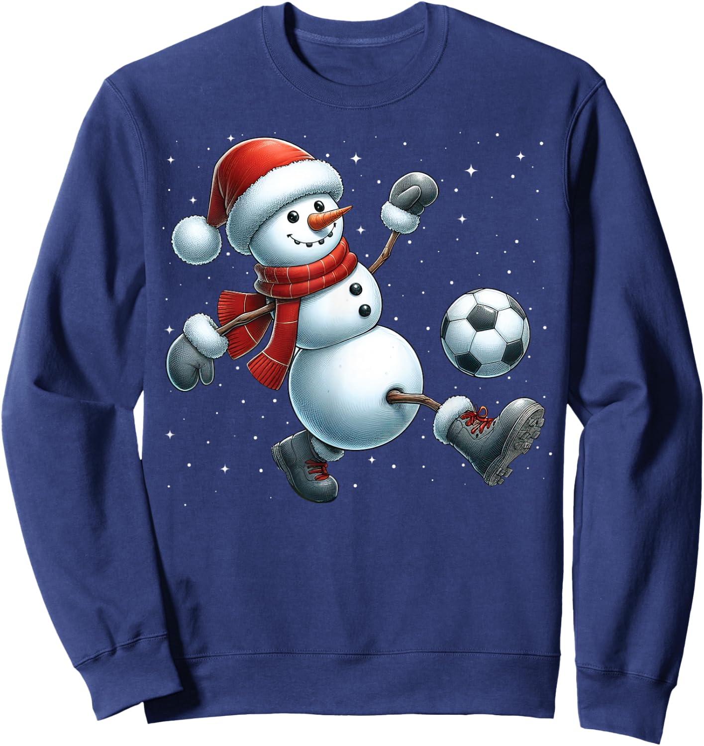 Snowman Soccer Christmas Snow Boys Girls Kids Xmas Party Sweatshirt - Sweatshirt | Navy