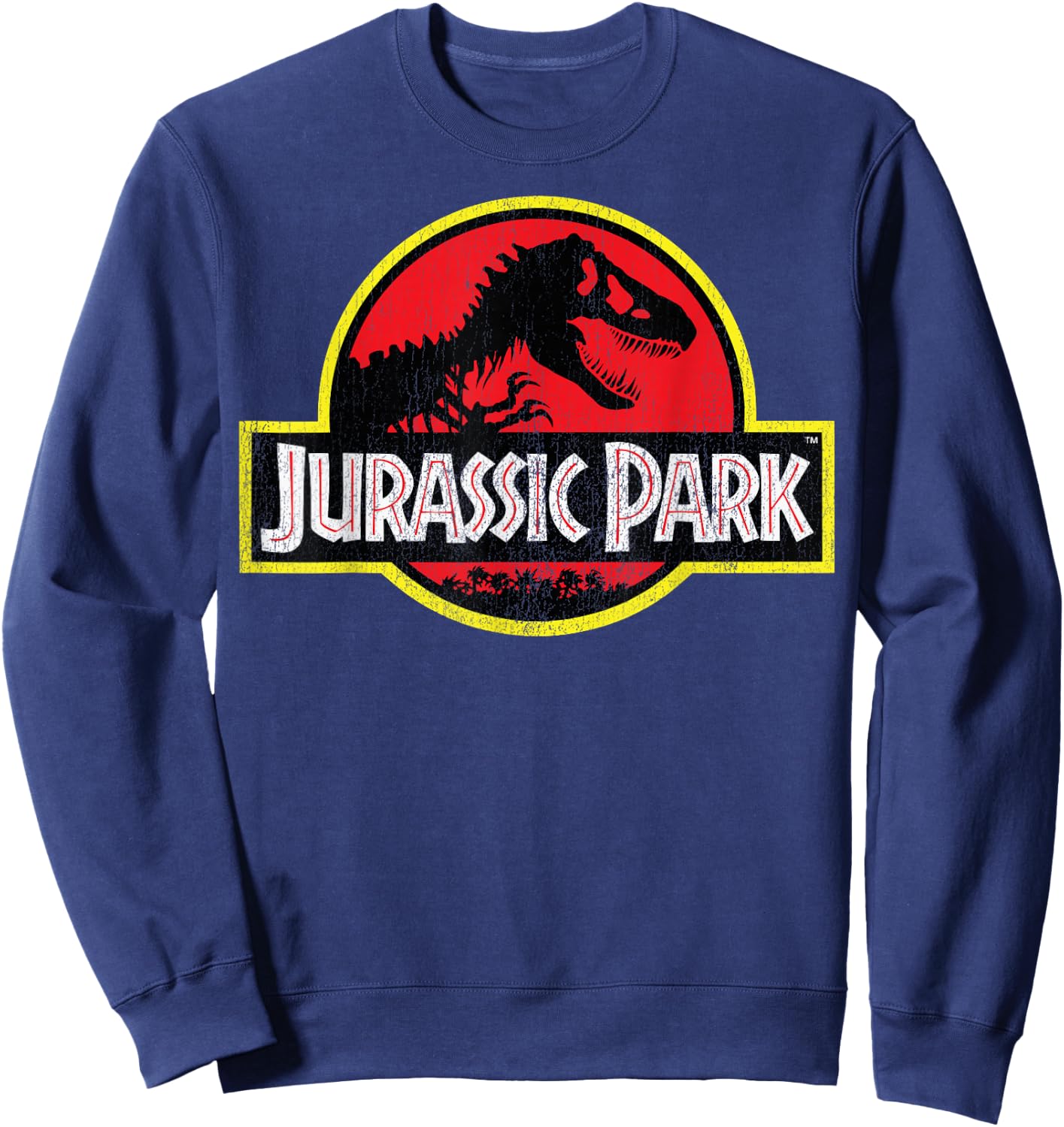 Jurassic Park Vintage Distressed Logo - Classic Fit, , Short Sleeve, Black Sweatshirt - Sweatshirt | Navy