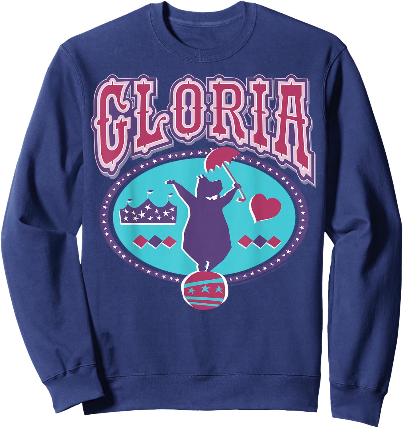Madagascar Gloria Circus Hippo Silhouette Poster Sweatshirt - Sweatshirt | Navy
