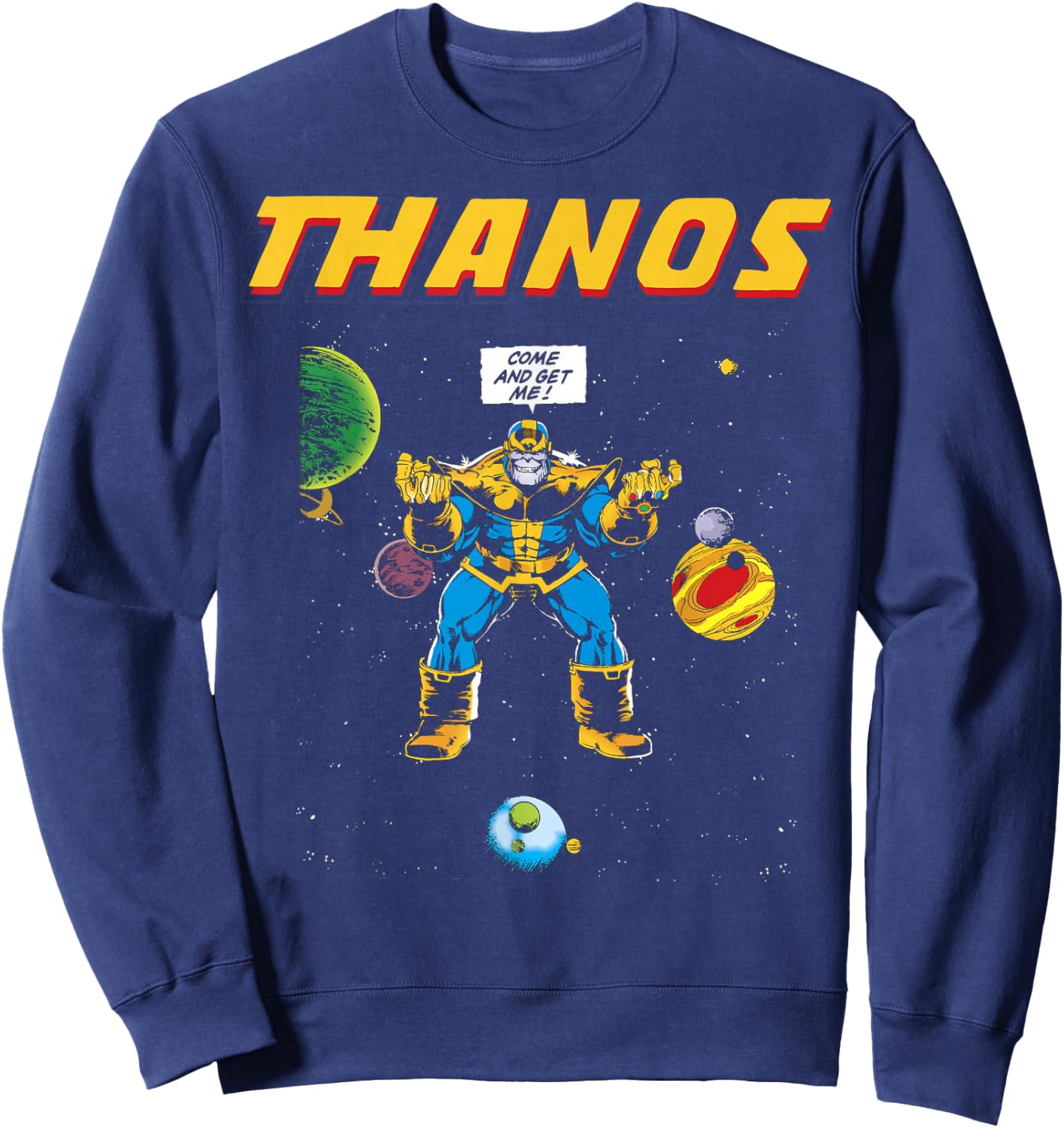 Marvel Thanos Come And Get Me Retro Comic Graphic Sweatshirt - Sweatshirt | Navy