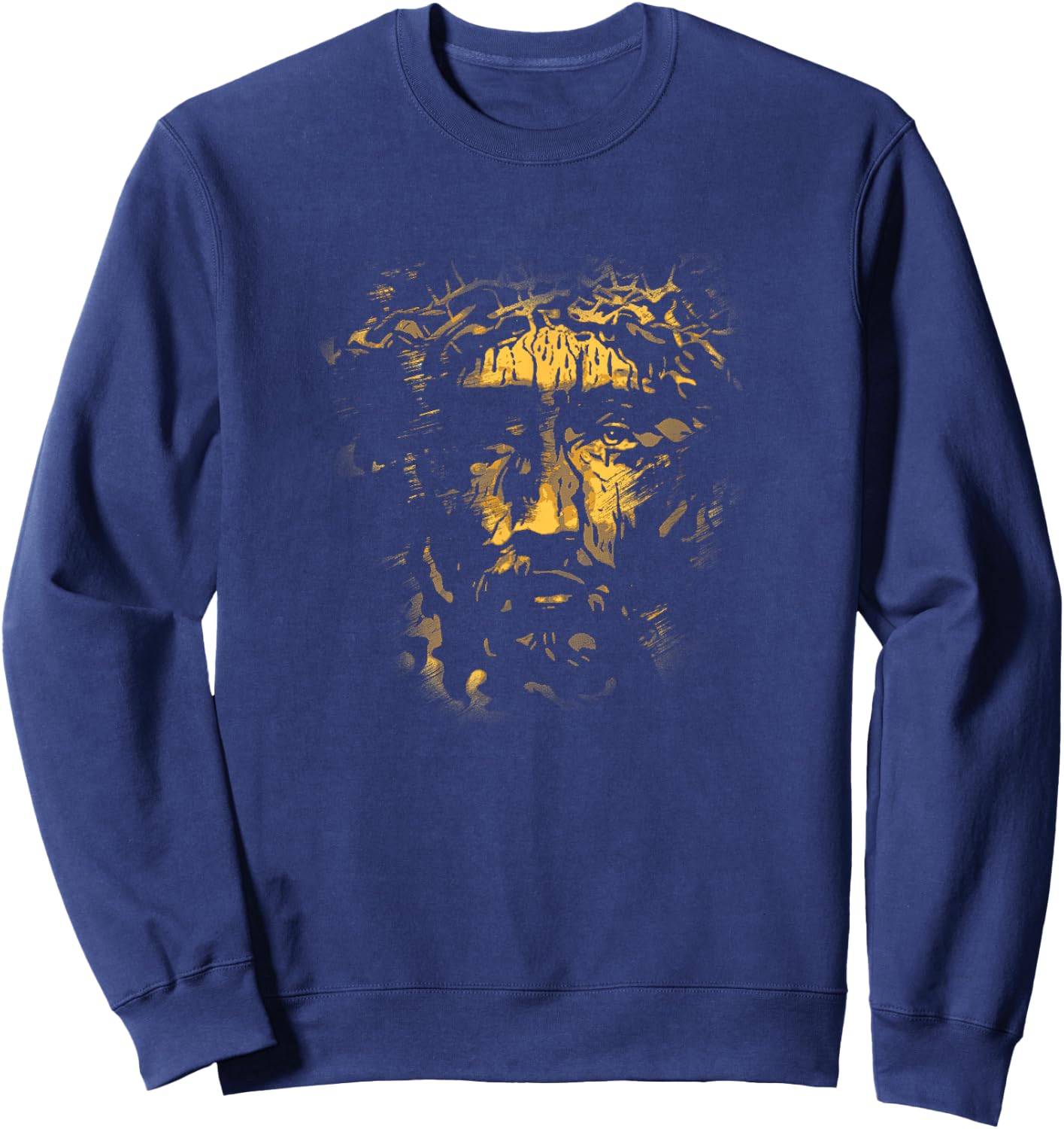 Jesus Face Shirt Crown of Thorns Christian Gift Sweatshirt - Sweatshirt | Navy