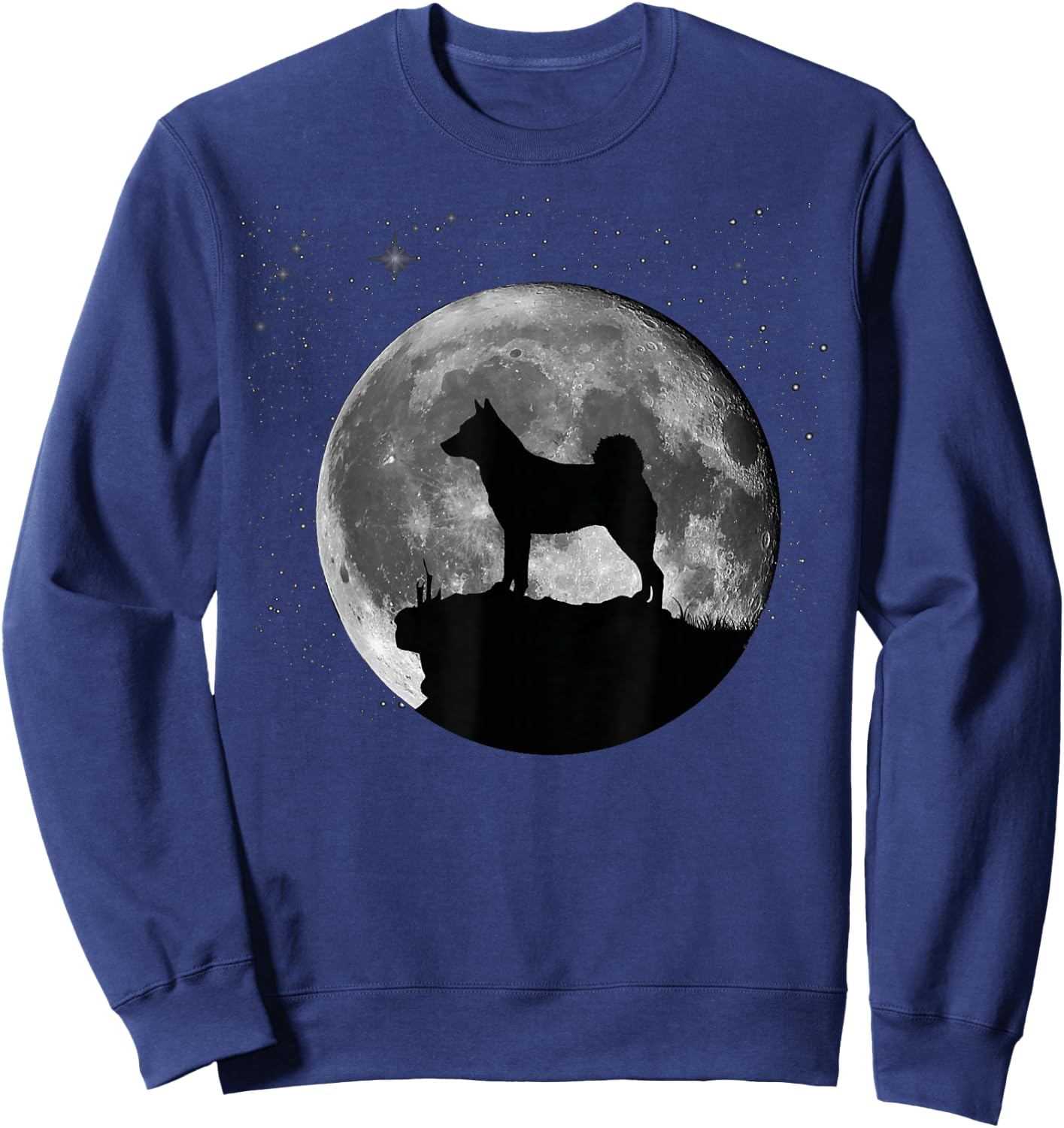 Norwegian Elkhound Dog Moon Sweatshirt - Sweatshirt | Navy