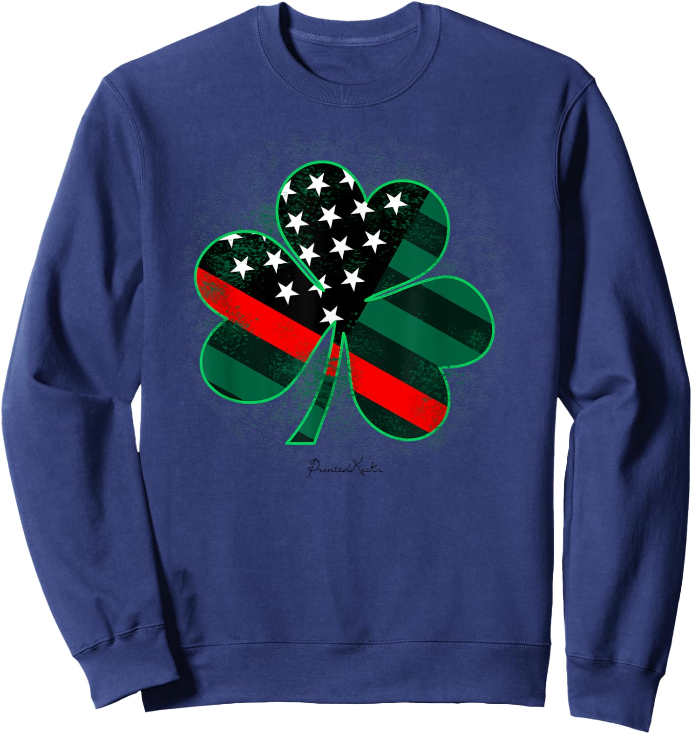 Thin Red Line St Patricks Day Shirt Firefighter Shamrock Sweatshirt - Sweatshirt | Navy