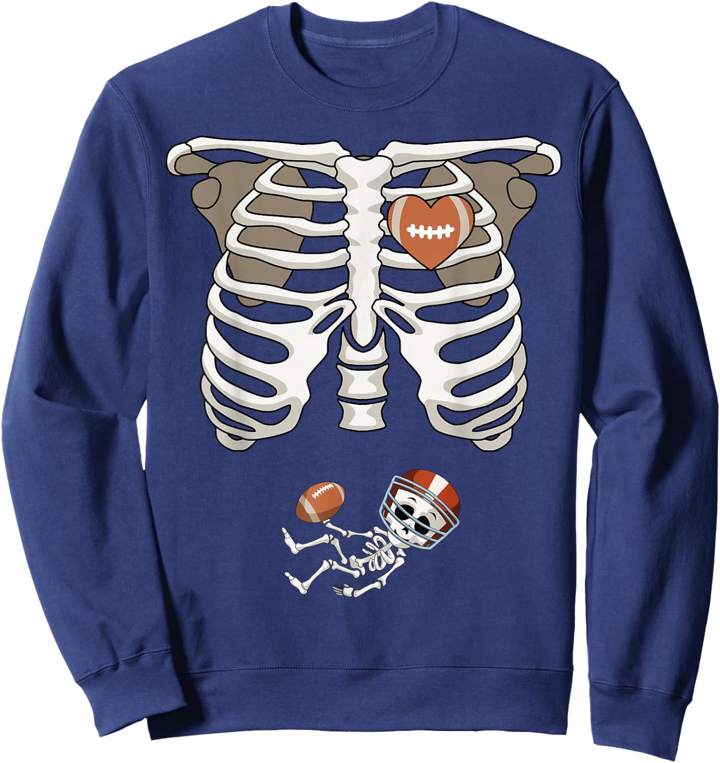 Pregnancy Skeleton Rib Funny Football Bump Gift Sweatshirt - Sweatshirt | Navy