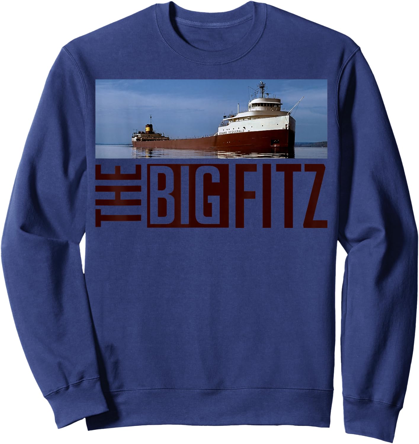 Great-Lakes Maritime Edmund Fitzgerald Co. Edmund Fitzgerald , -Adults, Blue, Small, Short Sleeve Sweatshirt - Sweatshirt | Navy