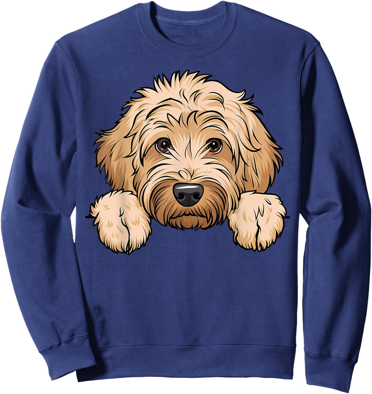 Cute Goldendoodle Funny Peeking Pocket Golden Doodle Dog Sweatshirt - Sweatshirt | Navy