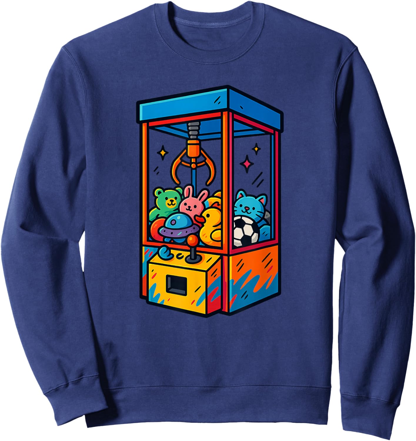 Cute Claw Machine Plush Arcade Game Sweatshirt - Sweatshirt | Navy