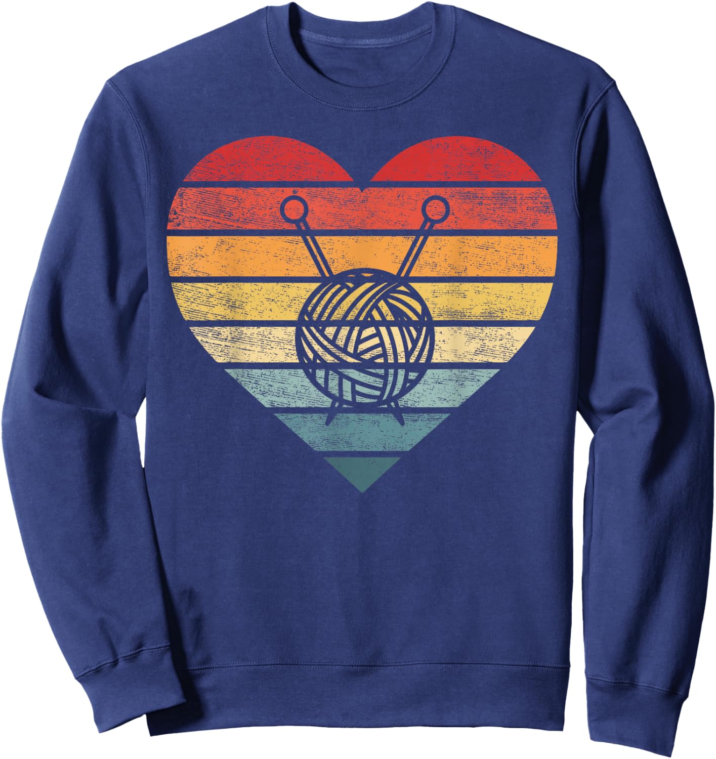 Knitting Crochet Lover Gifts Retro Sunset Yarn Funny Knitter Sweatshirt - Sweatshirt | Navy