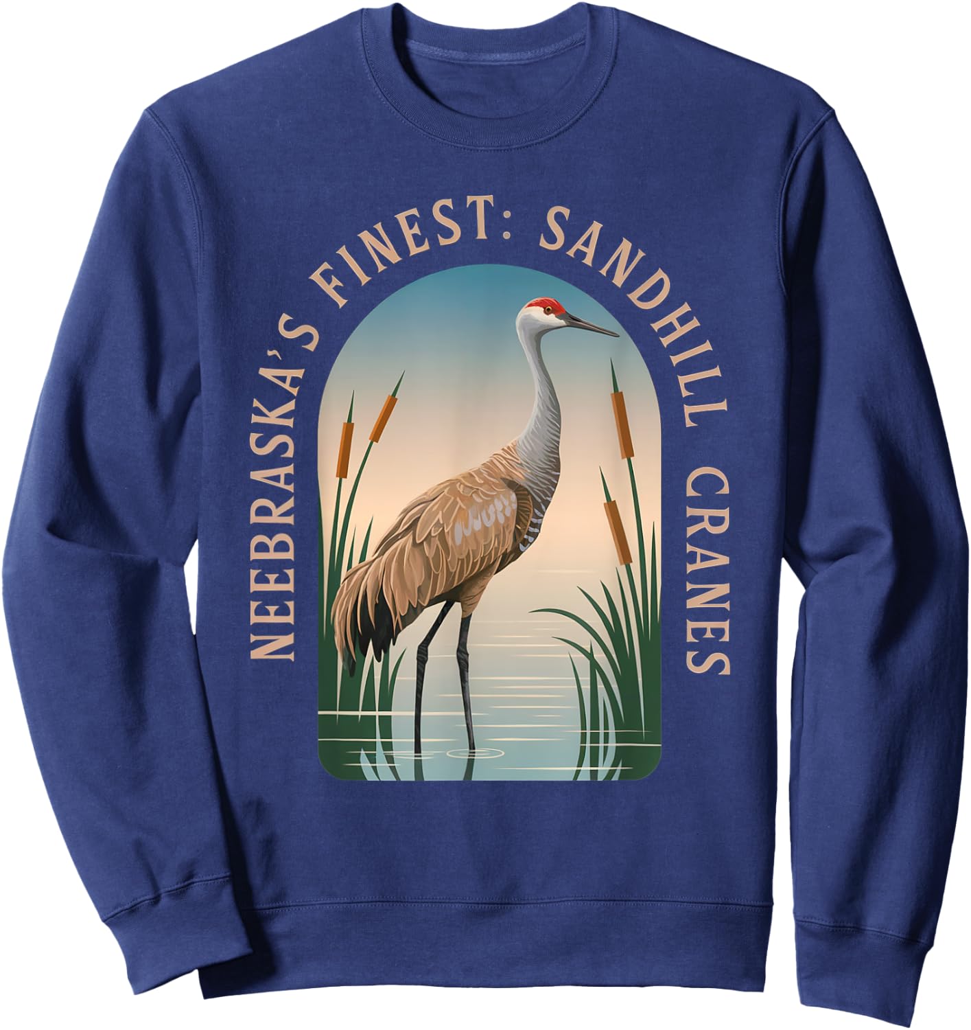 Sandhill Crane – Majestic Bird Lover Design Sweatshirt - Sweatshirt | Navy